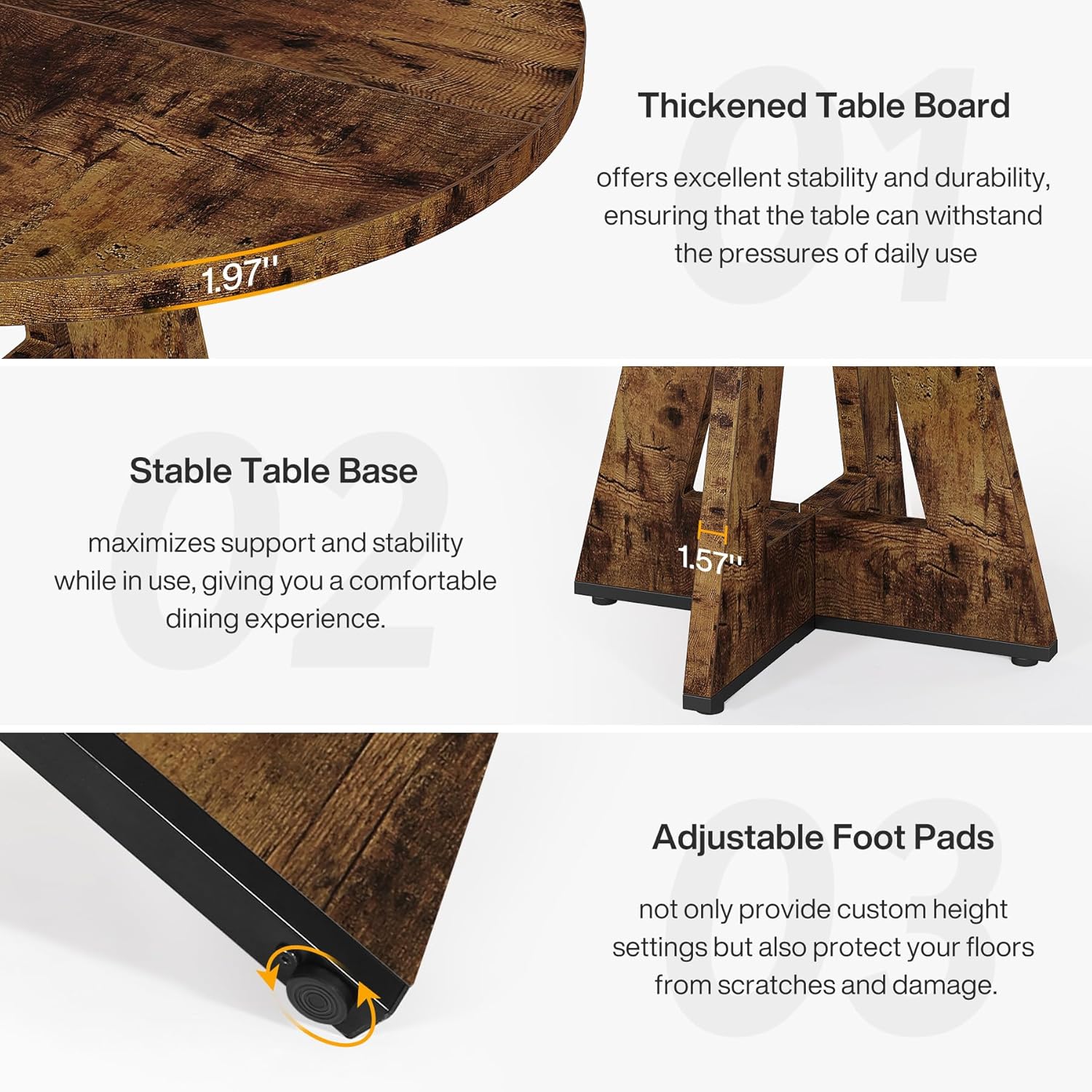 Tribesigns 47 Inch Round Dining Table, Farmhouse Kitchen Table for 4-6