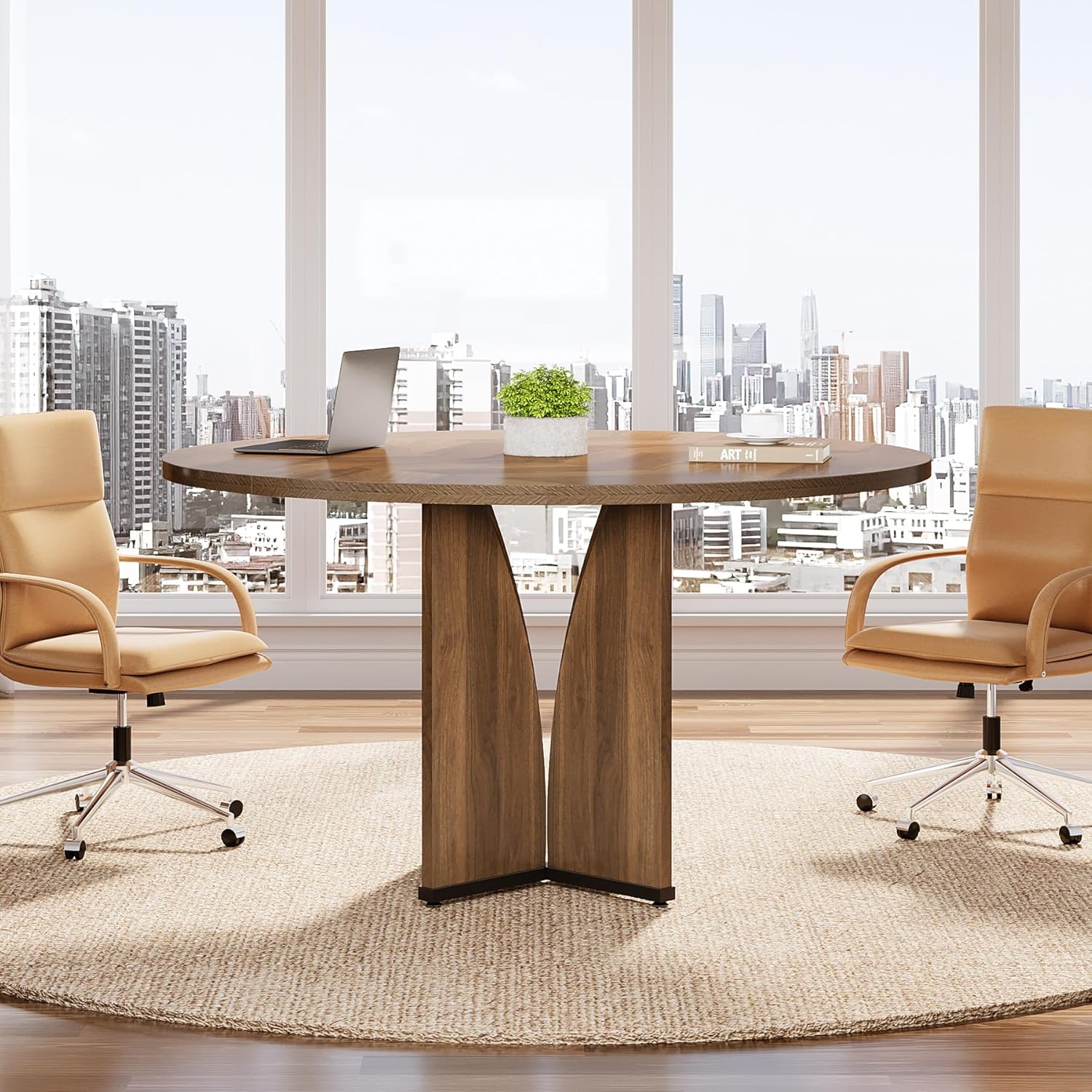 39" Round Conference Table for 4, Multi-Purpose Office Table for Meetings