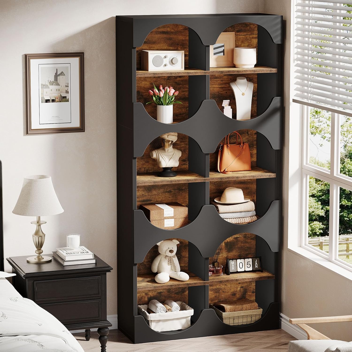 70.8" Bookshelf, 6 - Tier Freestanding Bookcase with Half Round Edges Tribesigns