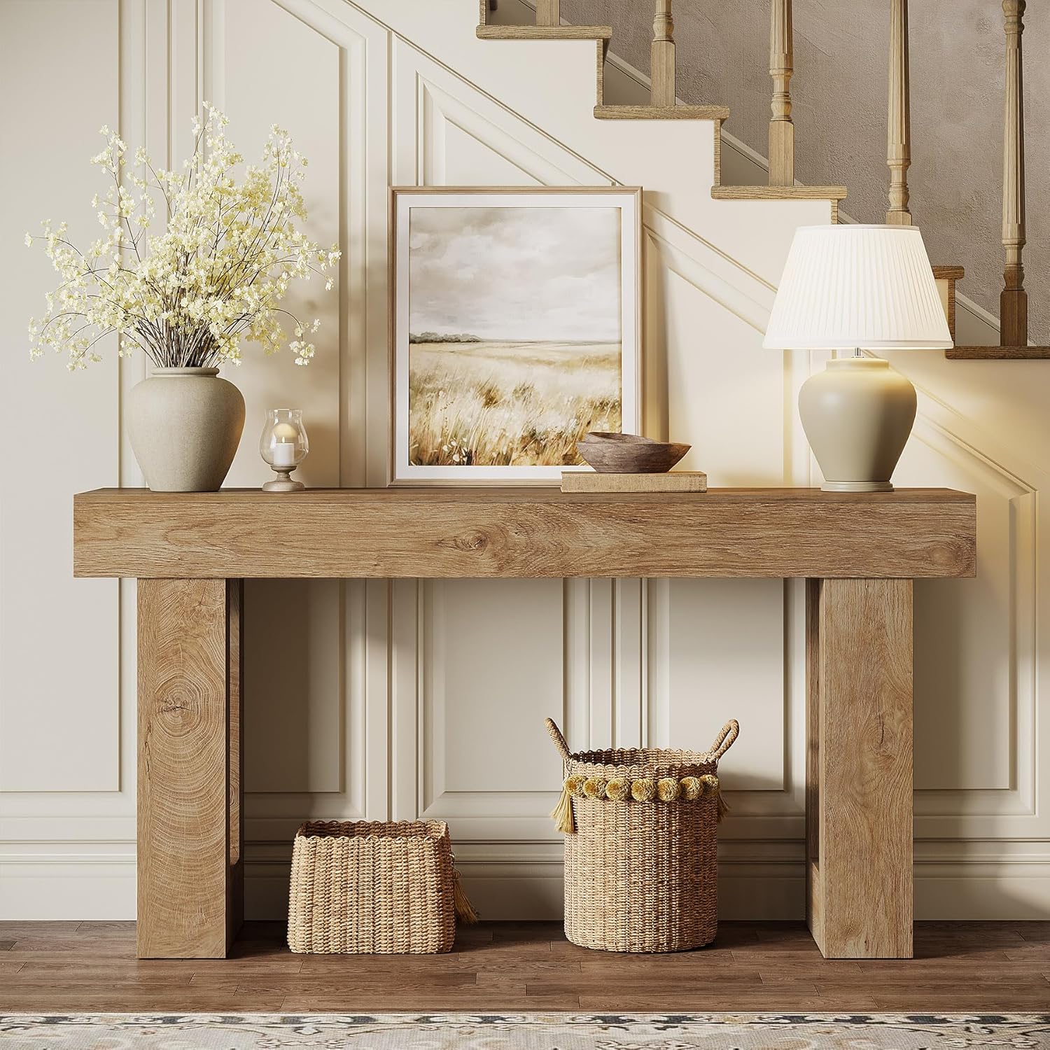 Tribesigns 63-Inch Console Table, Farmhouse Wooden Sofa Table