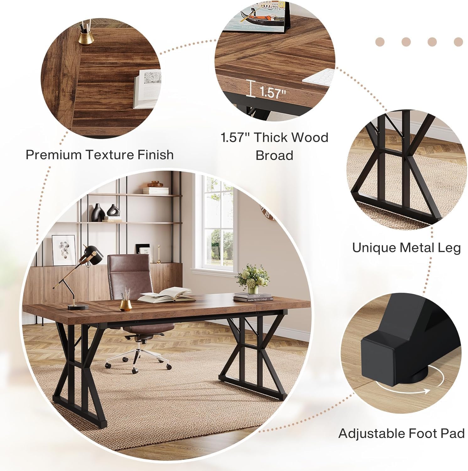 Tribesigns 70.86" Executive Desk, Industrial Style Computer Desk for Home Office