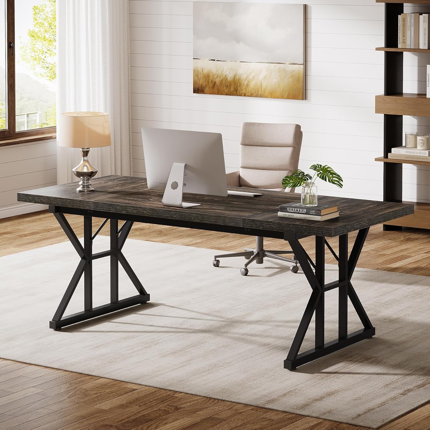 Tribesigns 70.86" Executive Desk, Industrial Style Computer Desk for Home Office