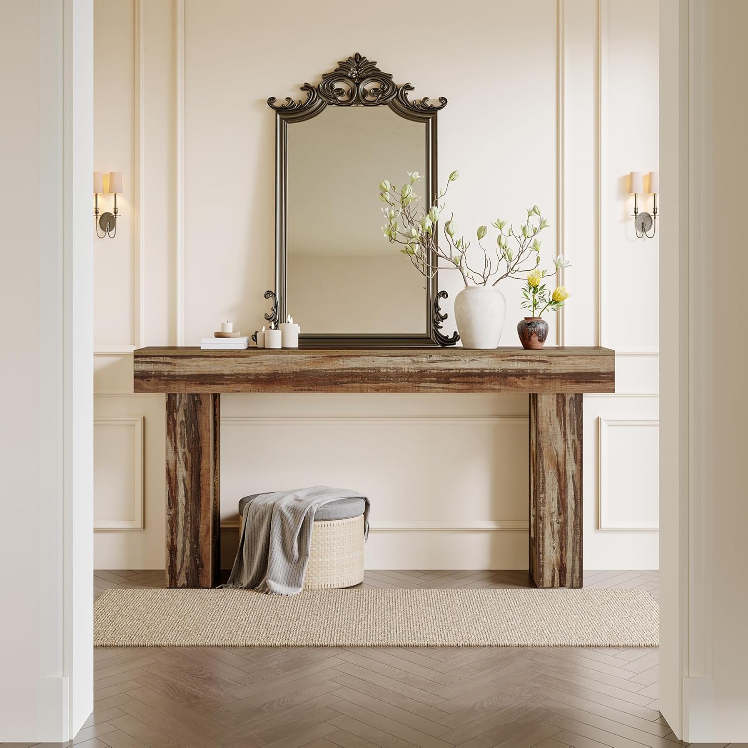 Tribesigns 63-Inch Console Table, Farmhouse Wooden Sofa Table