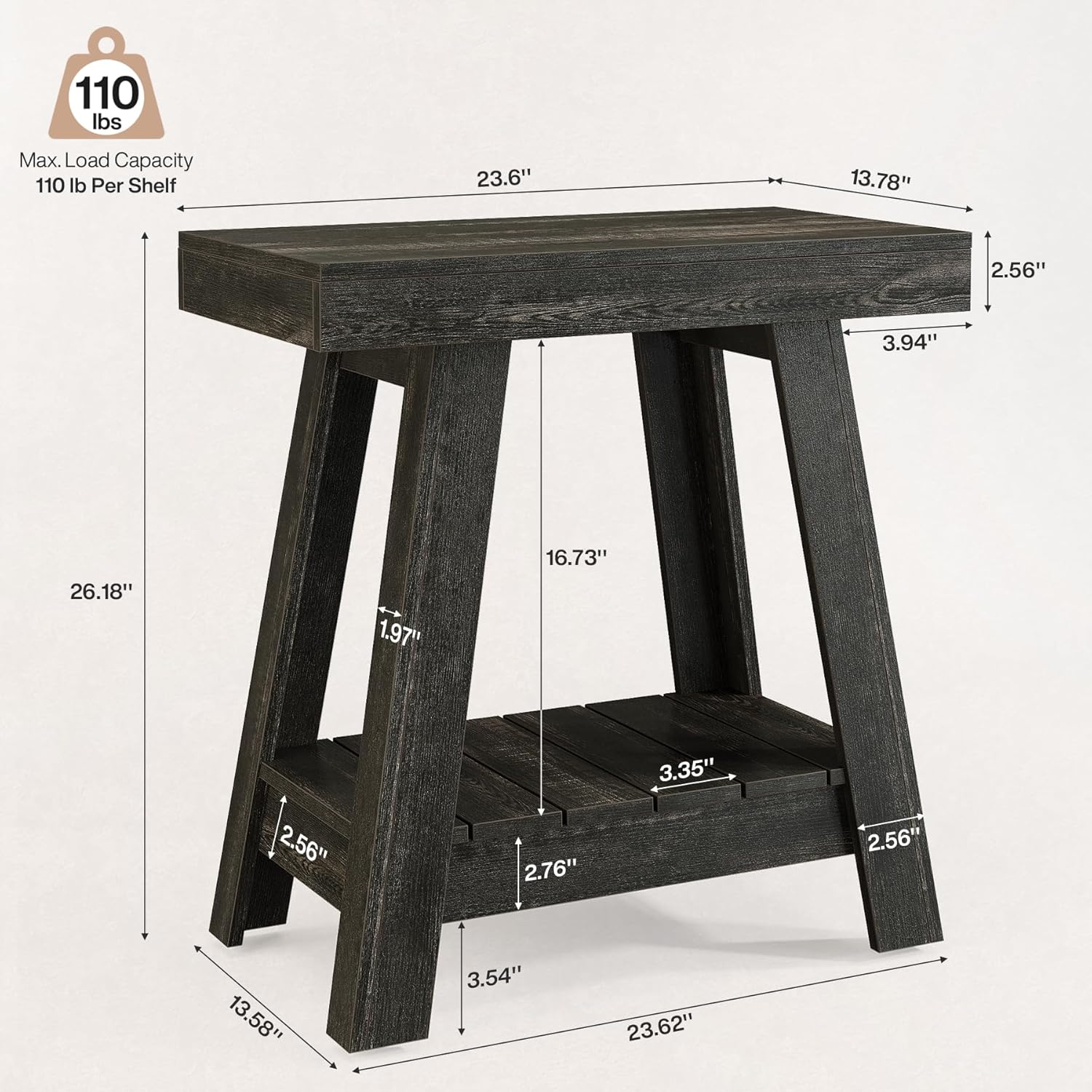 2 - Tier End Table, Slim Sofa Side Table with Storage Tribesigns