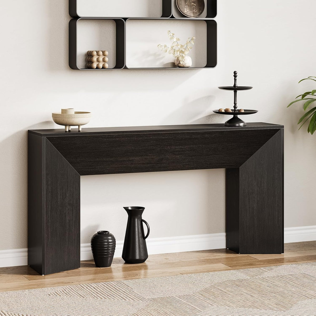 63" Extra Long Console Table for Entryway, Modern Wooden Sofa Table for Living Room