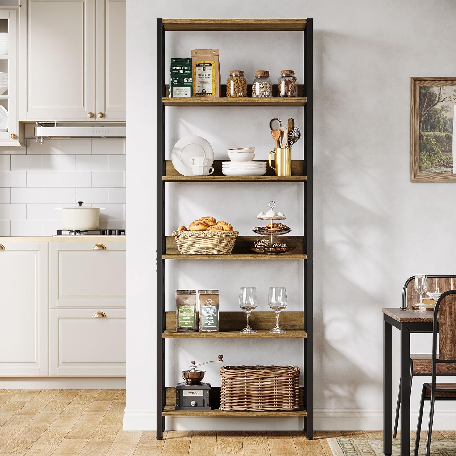 70.8" Bookcase, 6 - Tier Home Office Bookshelf Etagere Display Shelf Tribesigns