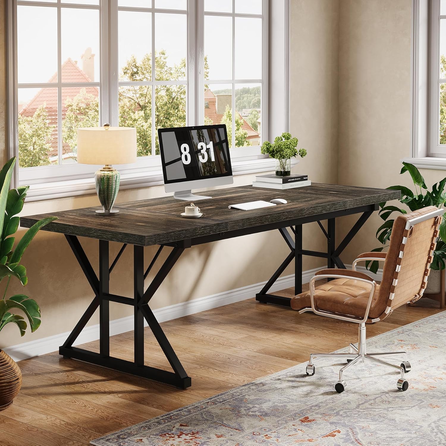 Tribesigns 70.86" Executive Desk, Industrial Style Computer Desk for Home Office