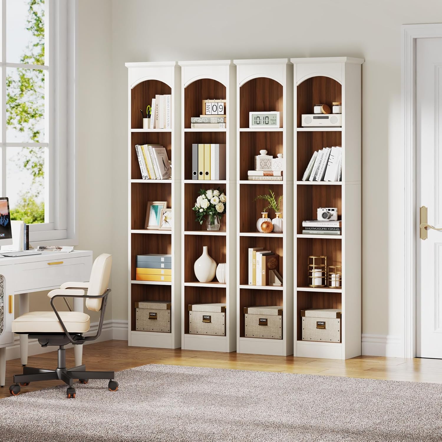 70.9" Tall Narrow Bookcase with 5-Tier Storage, Modern Cube Bookshelf