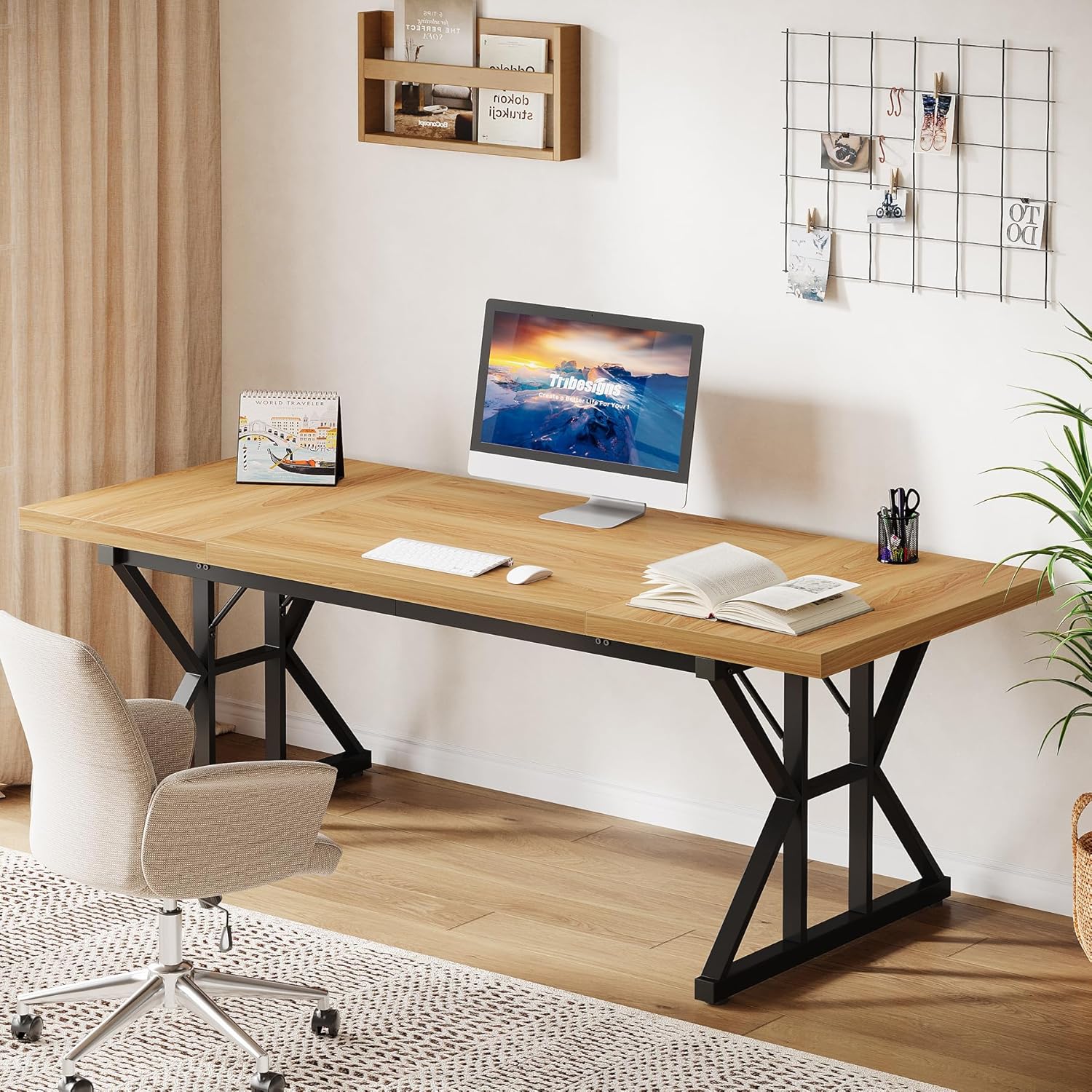 Tribesigns 70.86" Executive Desk, Industrial Style Computer Desk for Home Office