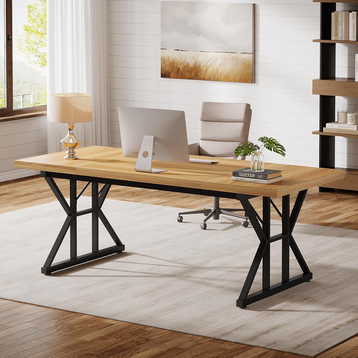Tribesigns 70.86" Executive Desk, Industrial Style Computer Desk for Home Office