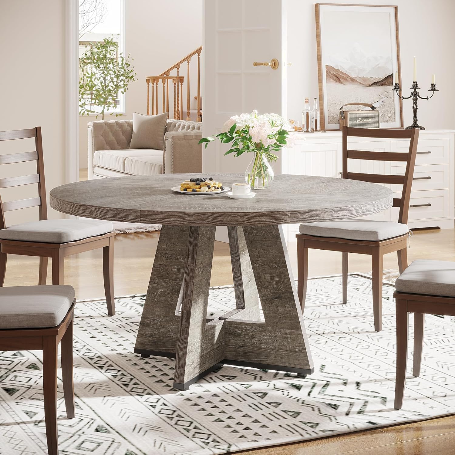 Tribesigns 47 Inch Round Dining Table, Farmhouse Kitchen Table for 4-6