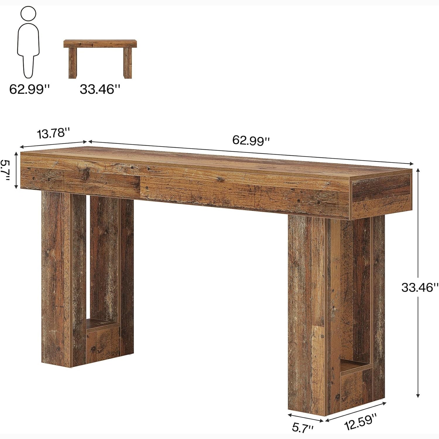 Tribesigns 63-Inch Console Table, Farmhouse Wooden Sofa Table