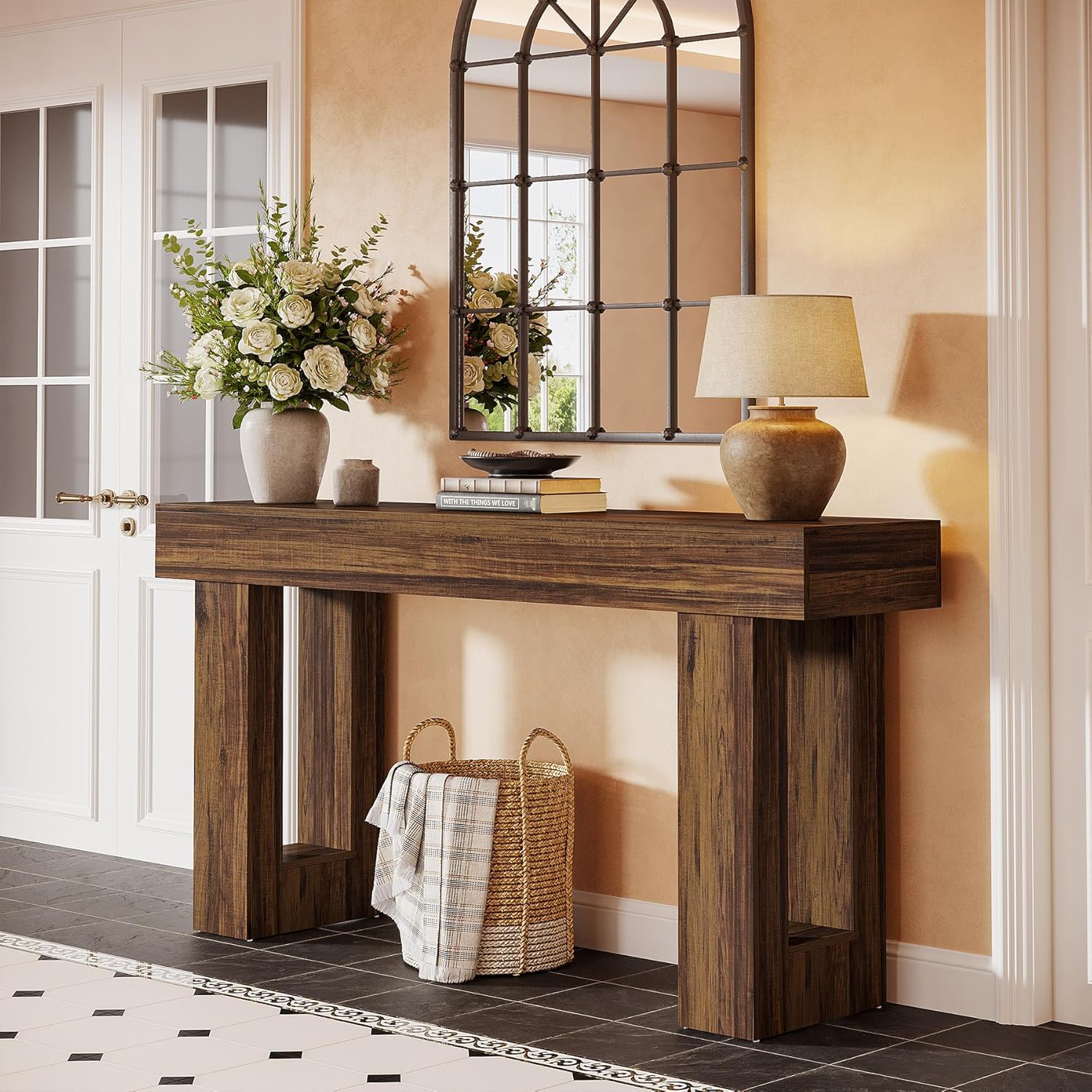 Tribesigns 63-Inch Console Table, Farmhouse Wooden Sofa Table