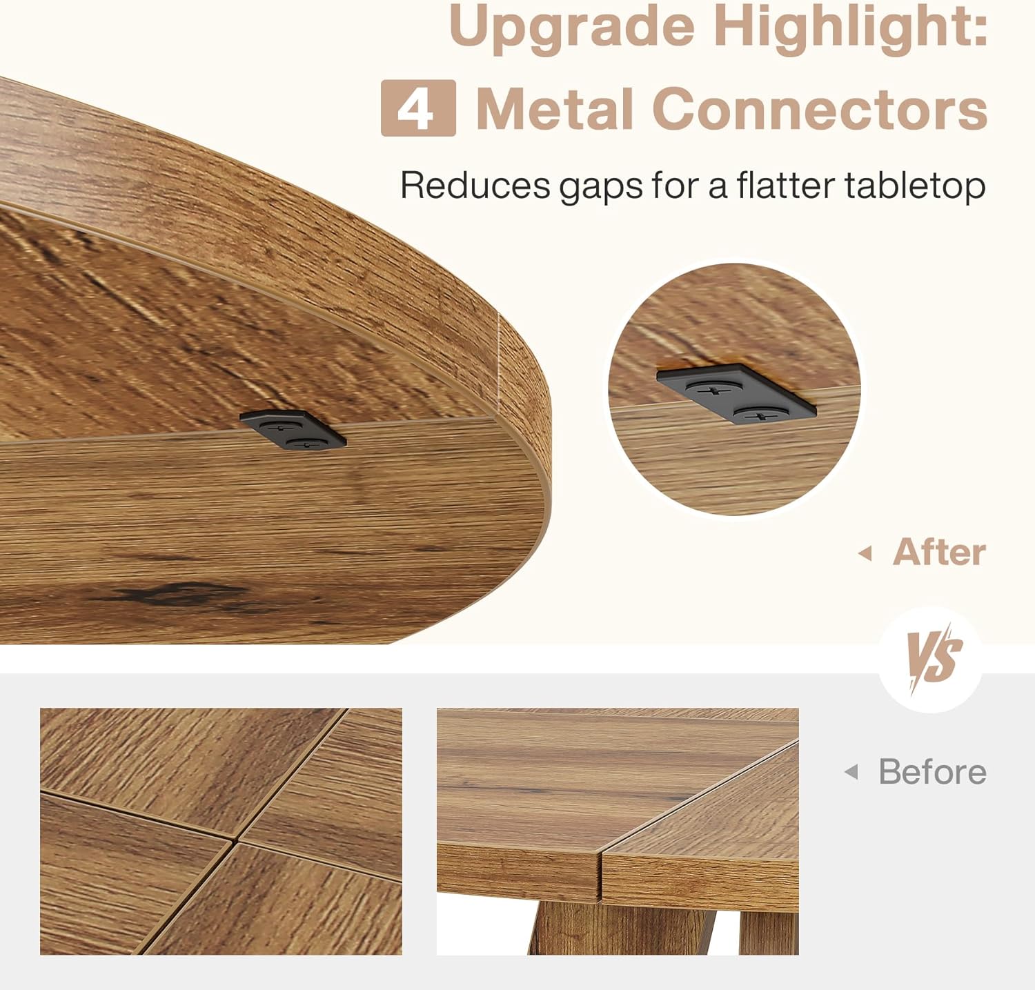 Tribesigns 47 Inch Round Dining Table, Farmhouse Kitchen Table for 4-6