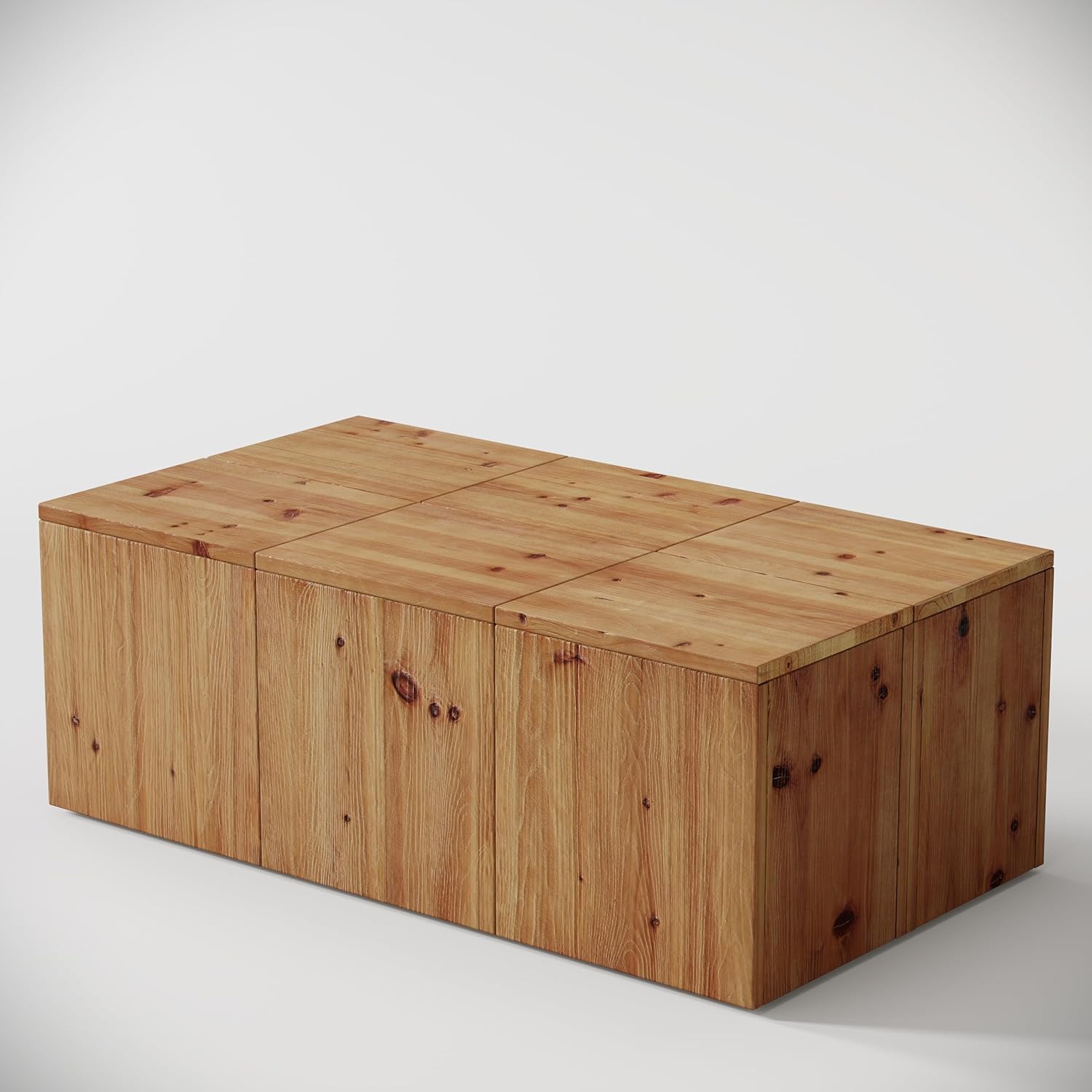 47" Rectangle Coffee Table, Solid Wood Center Table with Natural Wood Grain