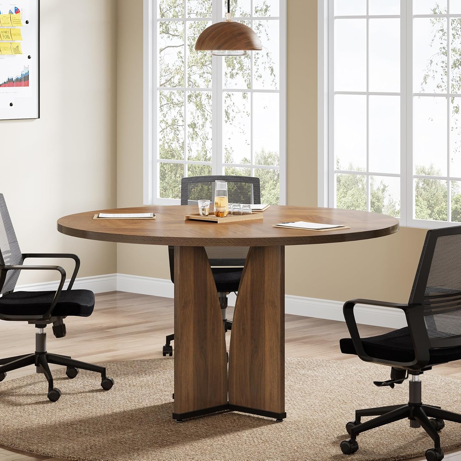 39" Round Conference Table for 4, Multi-Purpose Office Table for Meetings
