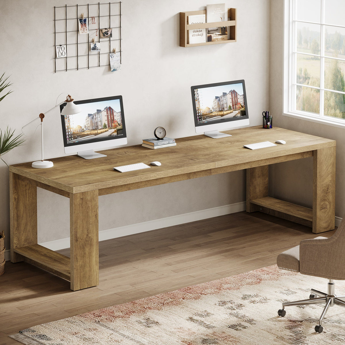 Tribesigns 86" Two Person Desk, Long Computer Desk Conference Table ...
