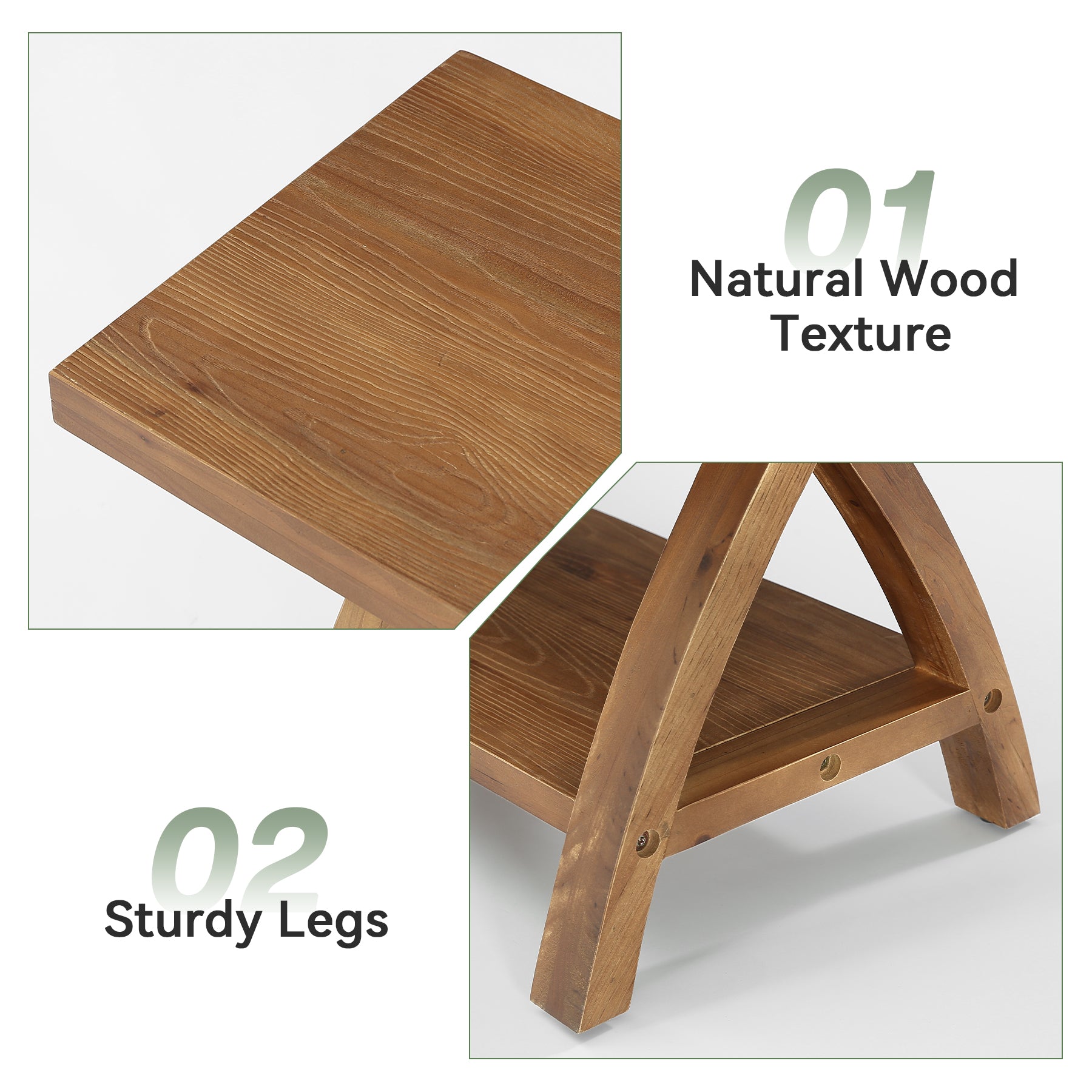 47.2-Inch Solid Wood Entryway Bench with Shoe Storage, 2-Tier Rustic Indoor End of Bed Bench
