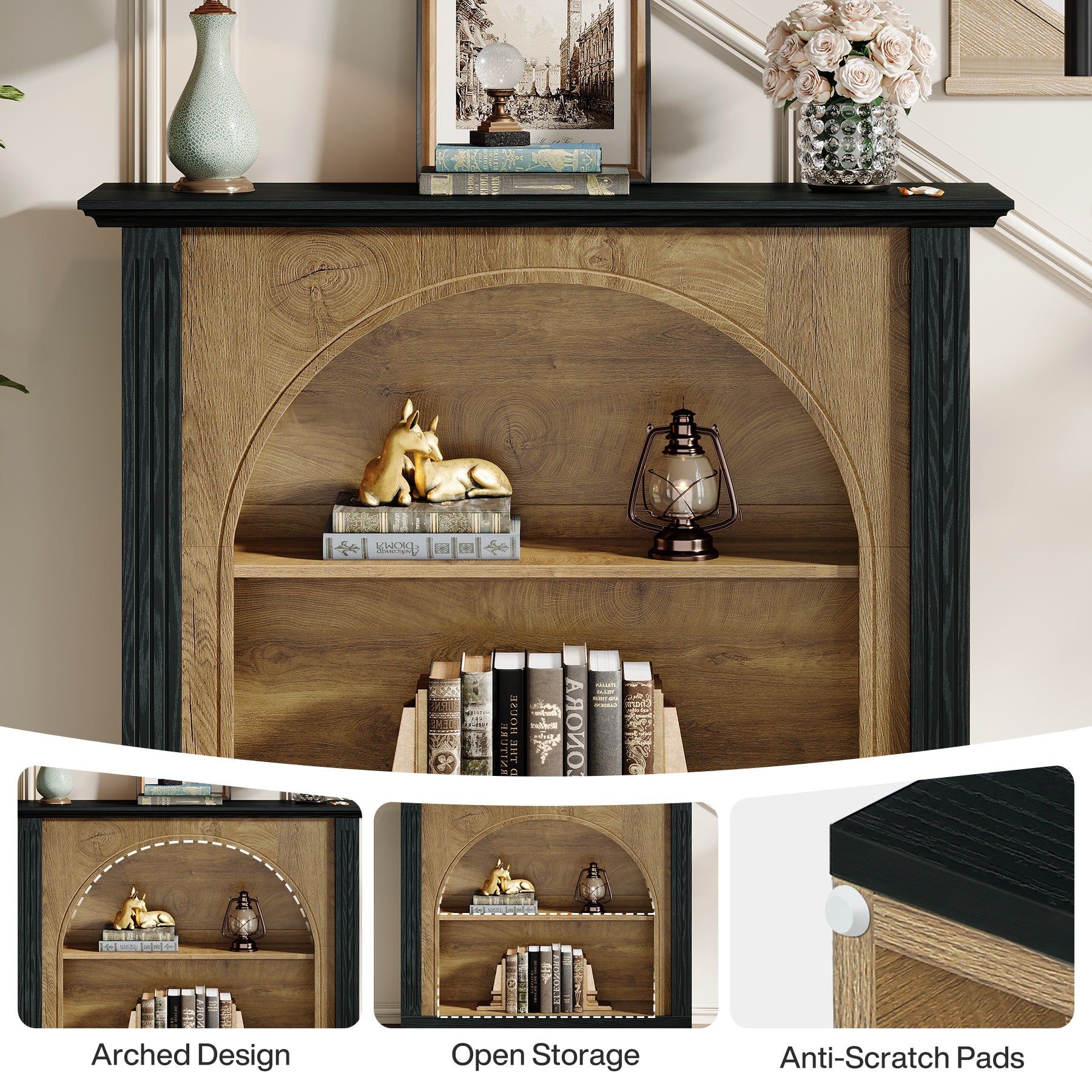 3-Tier Console Table, 43.3" Sofa Entryway Table with Storage