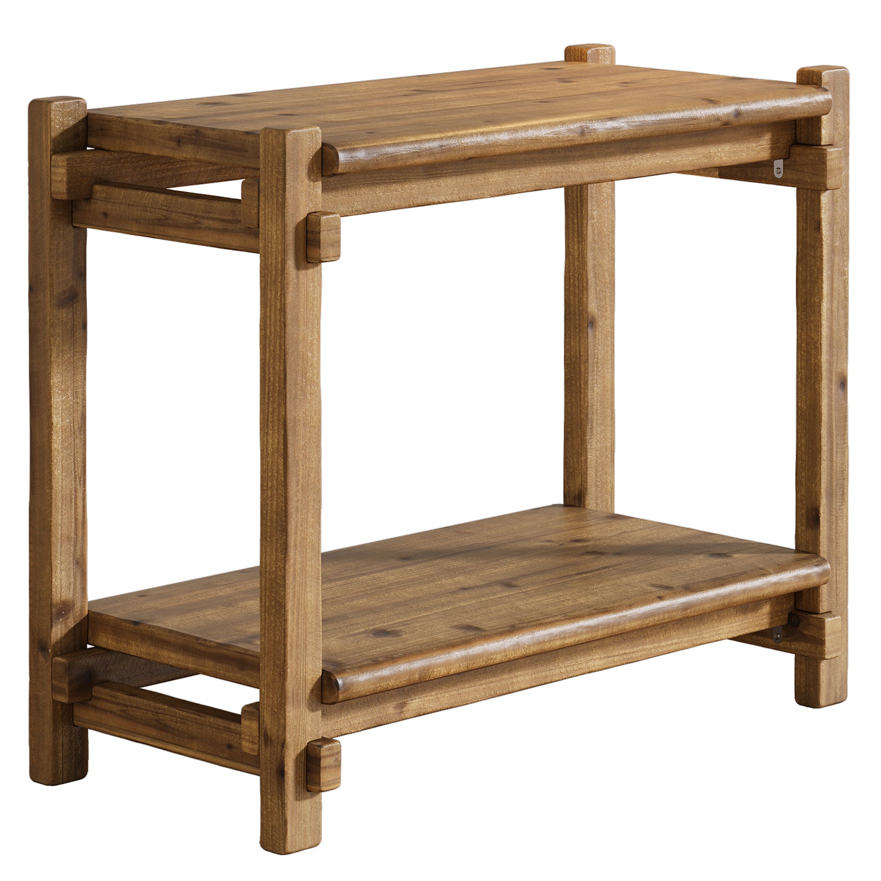 Solid Wood End Table, 2 - Tier Narrow Side Table with Storage Shelf Tribesigns