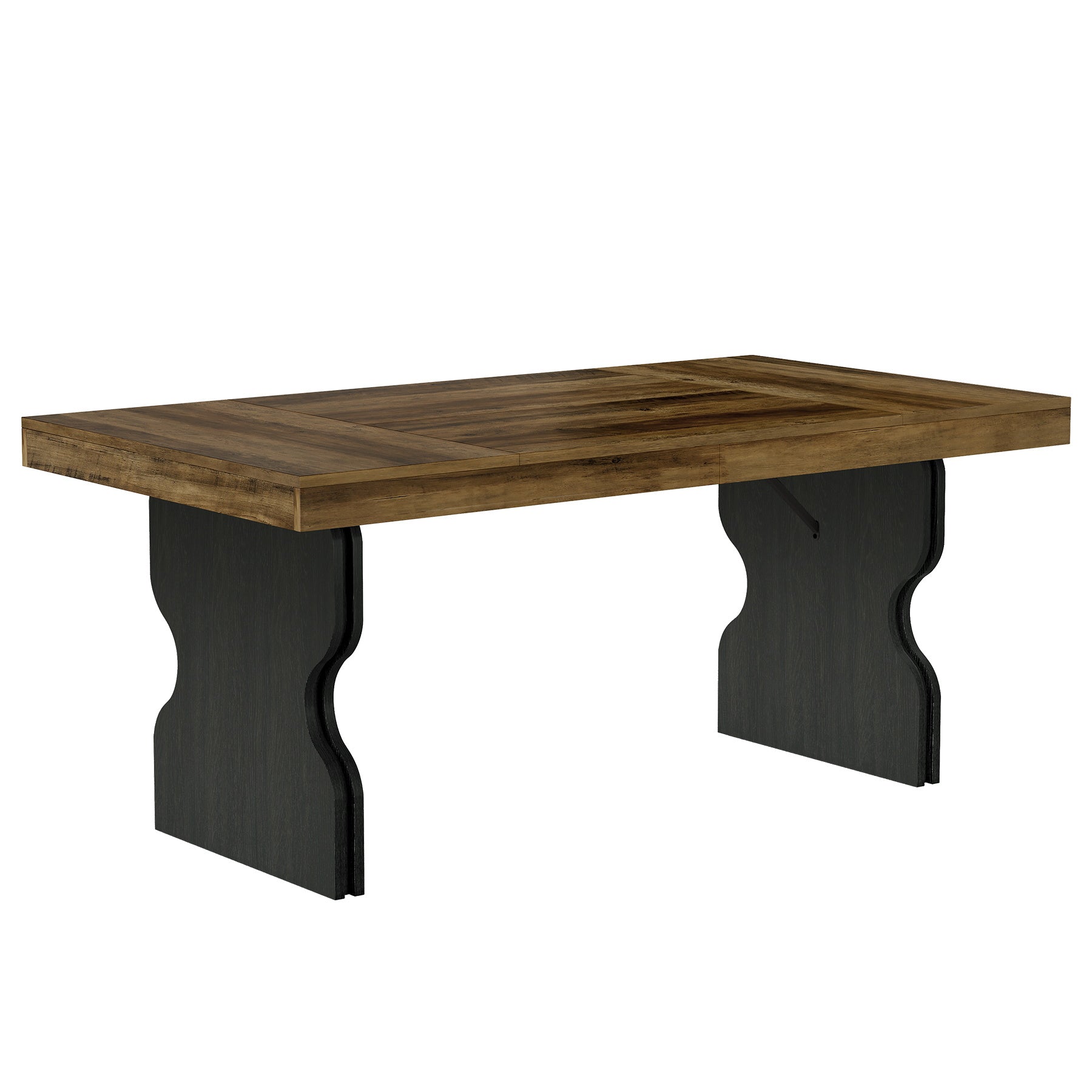 63" Dining Table, Rectangle Kitchen Dinner Table with Hourglass Shape Legs for 4-6