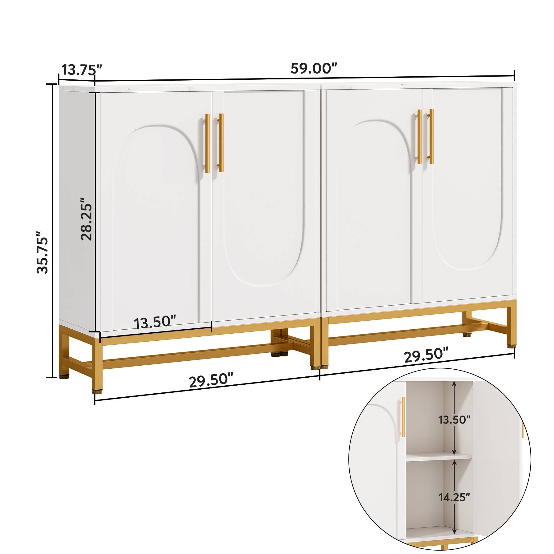 Modern Sideboard Buffet Storage Cabinet with Adjustable Shelves