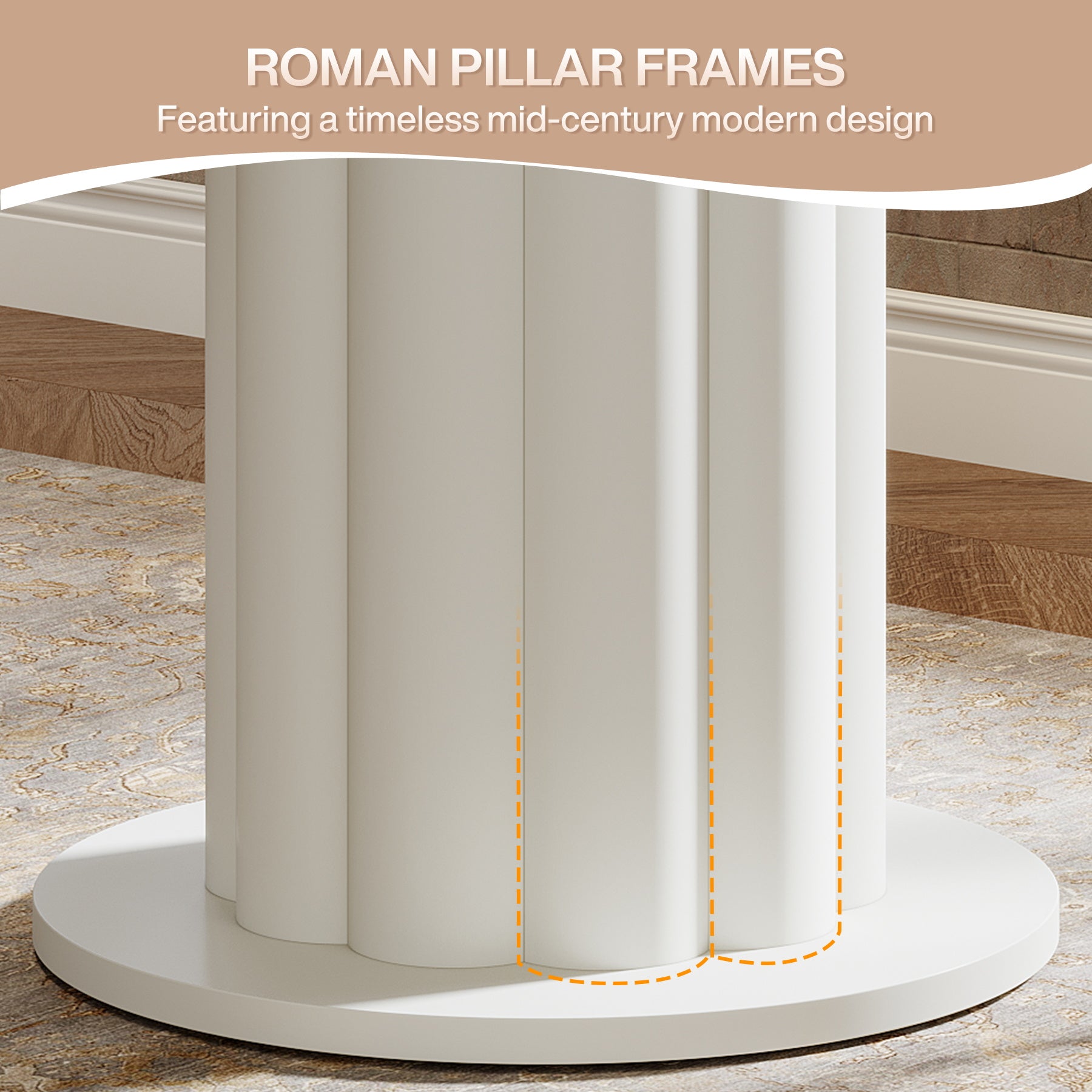 Round Bar Table, 30" Pub Table with Column Fluted Ribbed Leg Base