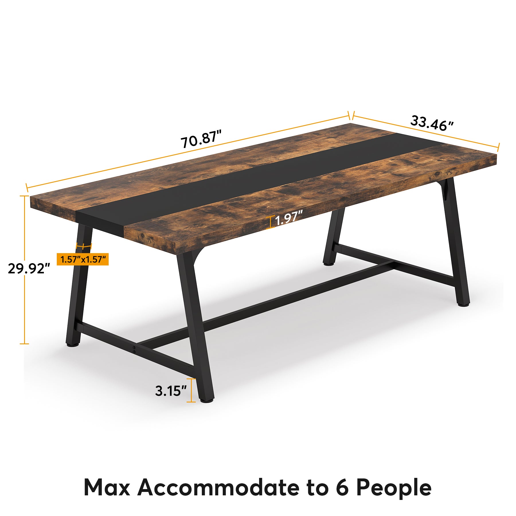 6FT Conference Table, 70.8” Executive Desk Office Computer Meeting Table