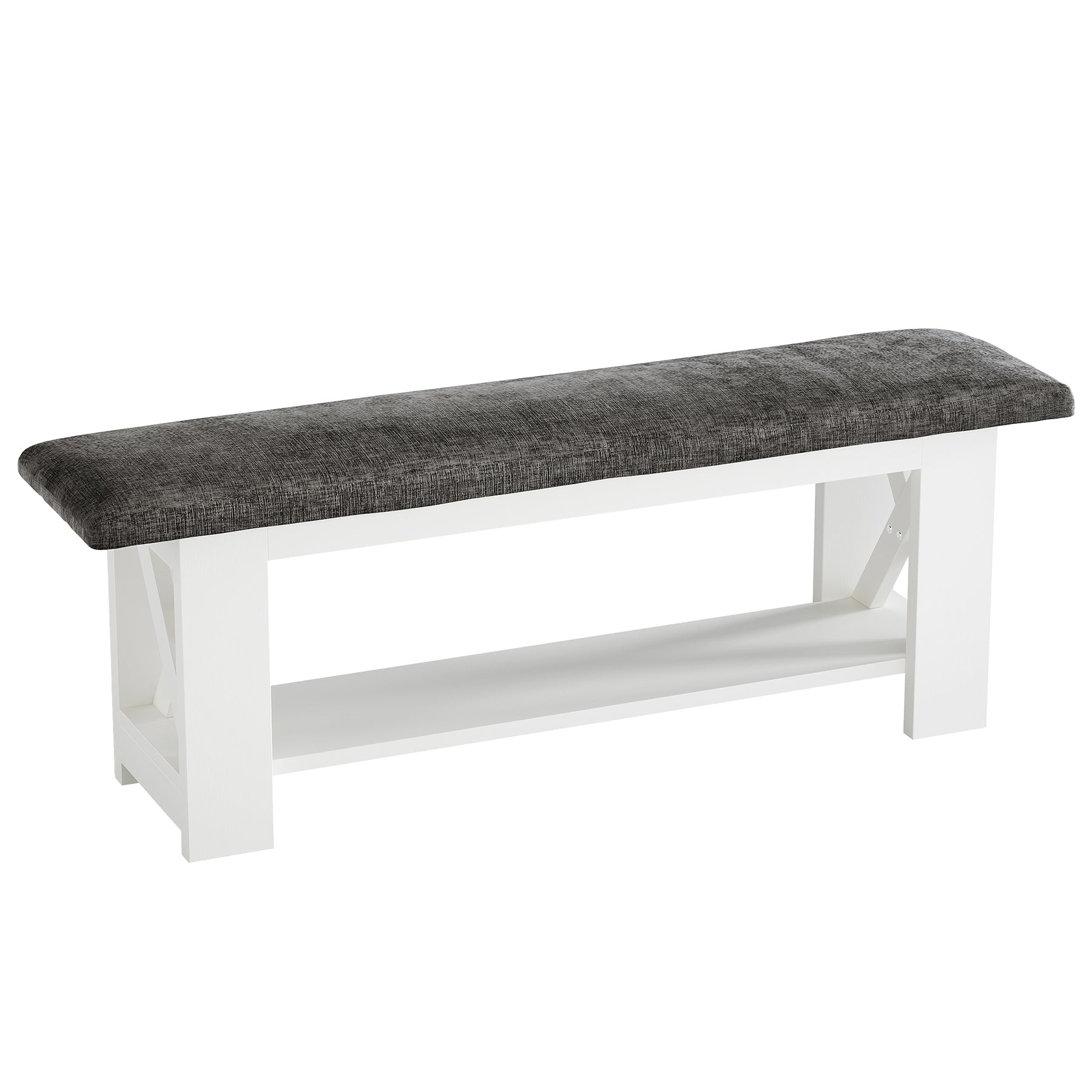 47.24" Upholstered Dining Bench, 2-Tier Kitchen Table Stool Cushion Seat