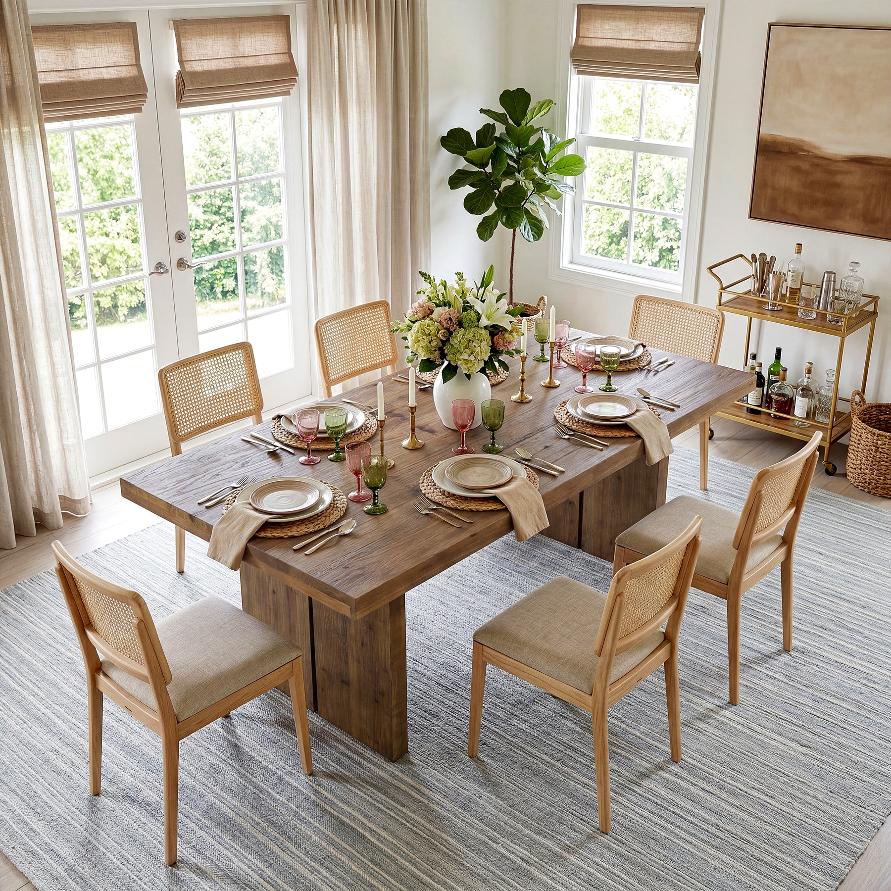 Tribesigns 63" Solid Wood Dining Table, Rectangle Kitchen Table for Dining Room