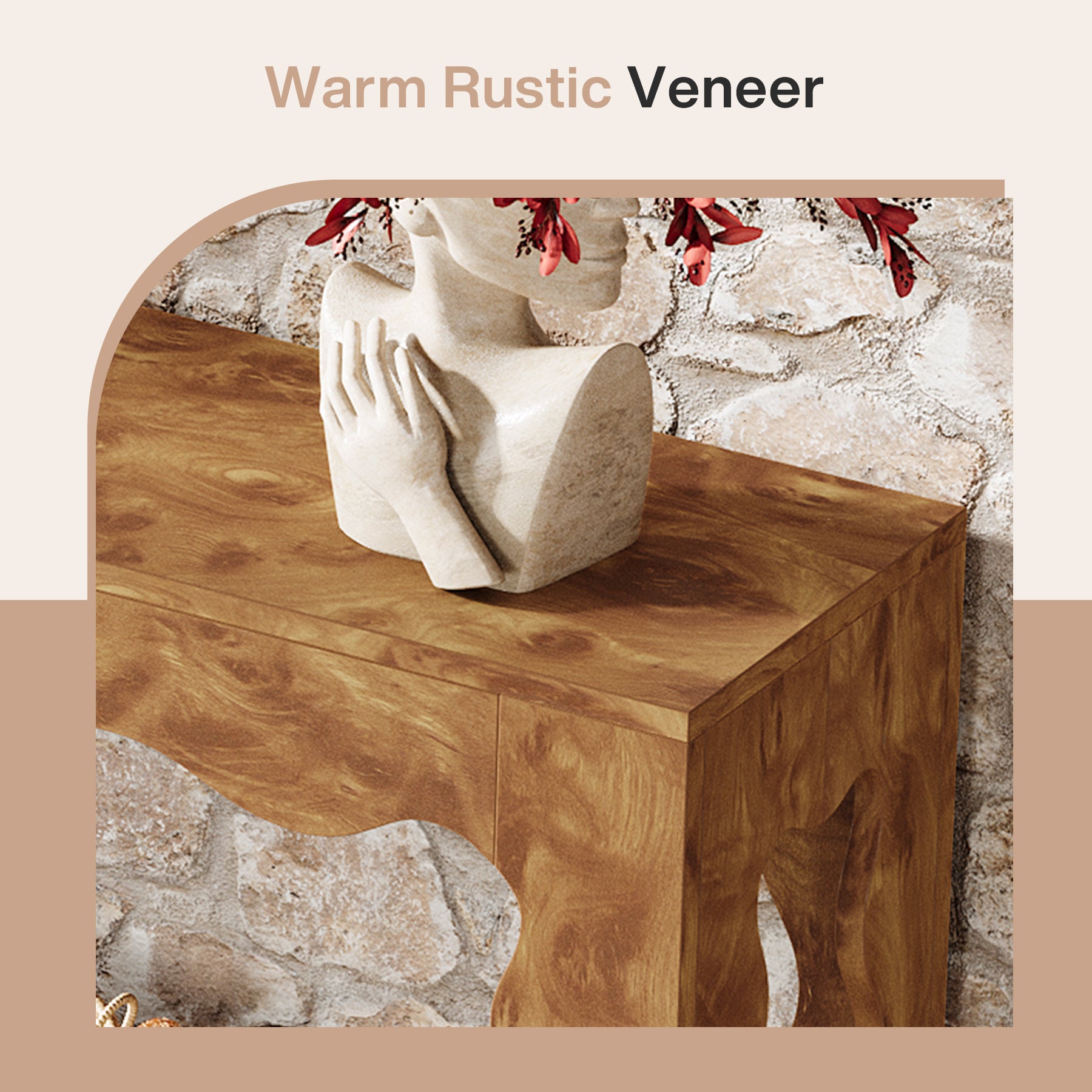 63" Console Table, 2-Tier Narrow Sofa Table with Storage and Scalloped Curves