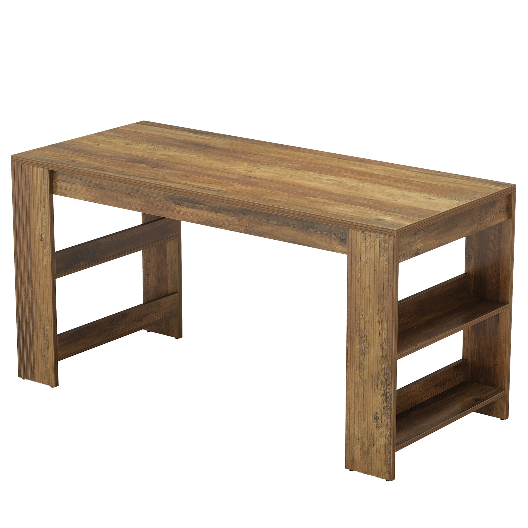 63" Kitchen Island, Large Home Bar Table with Double-Sided Storage Shelves