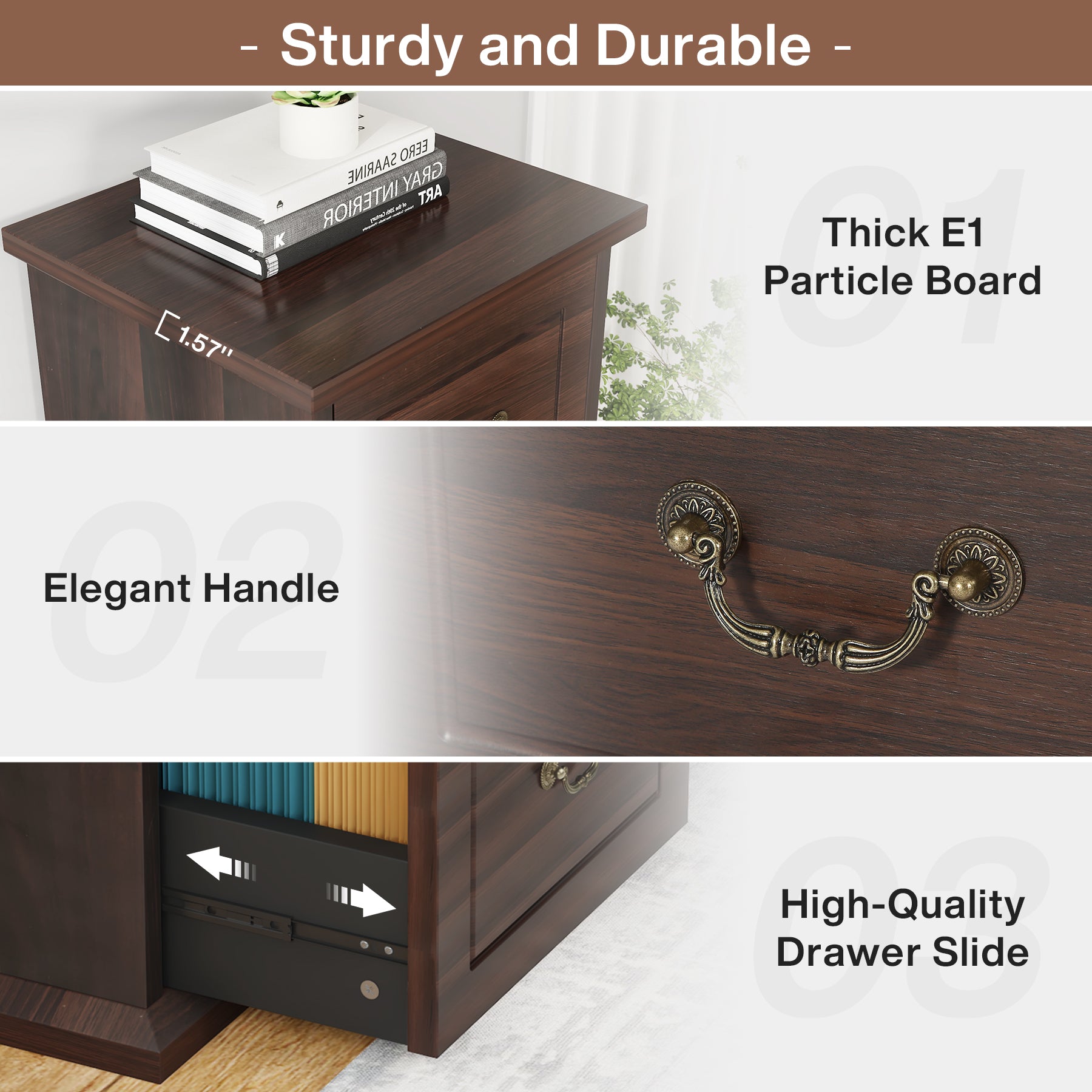 4-Drawer File Cabinet, Vertical Storage Filing Cabinet for A4 /Letter Size