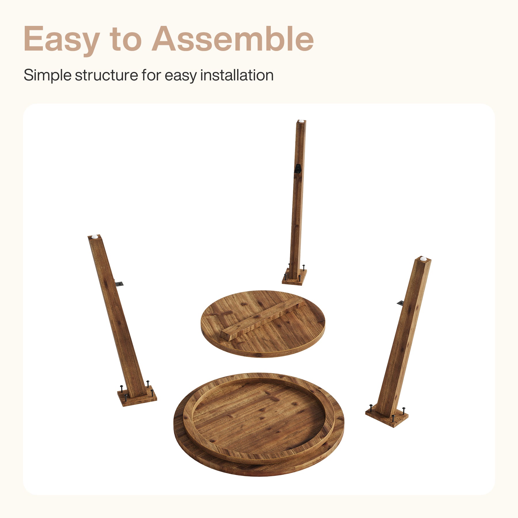 Solid Wood Round End Table, Farmhouse Sofa Side Table with Storage Shelf Tribesigns