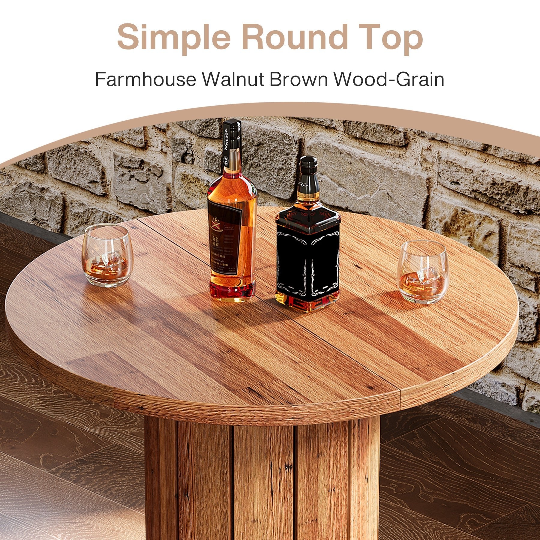 31" Bar Table, Round Bistro Pub Table with Footrest for Dining Coffee Cocktail(Only Table)