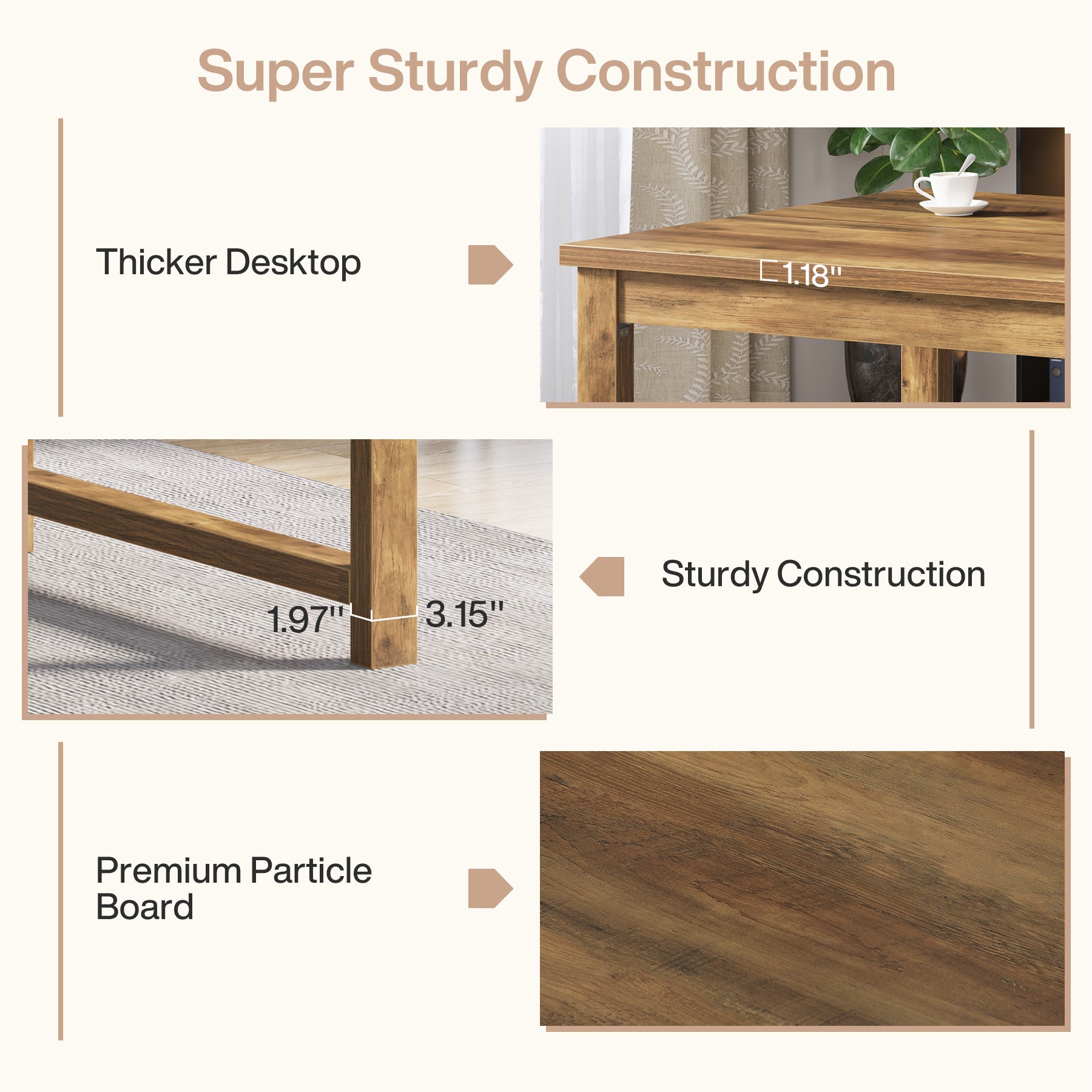 63" Executive Desk, Sturdy Home Office Computer Desk Writing Table