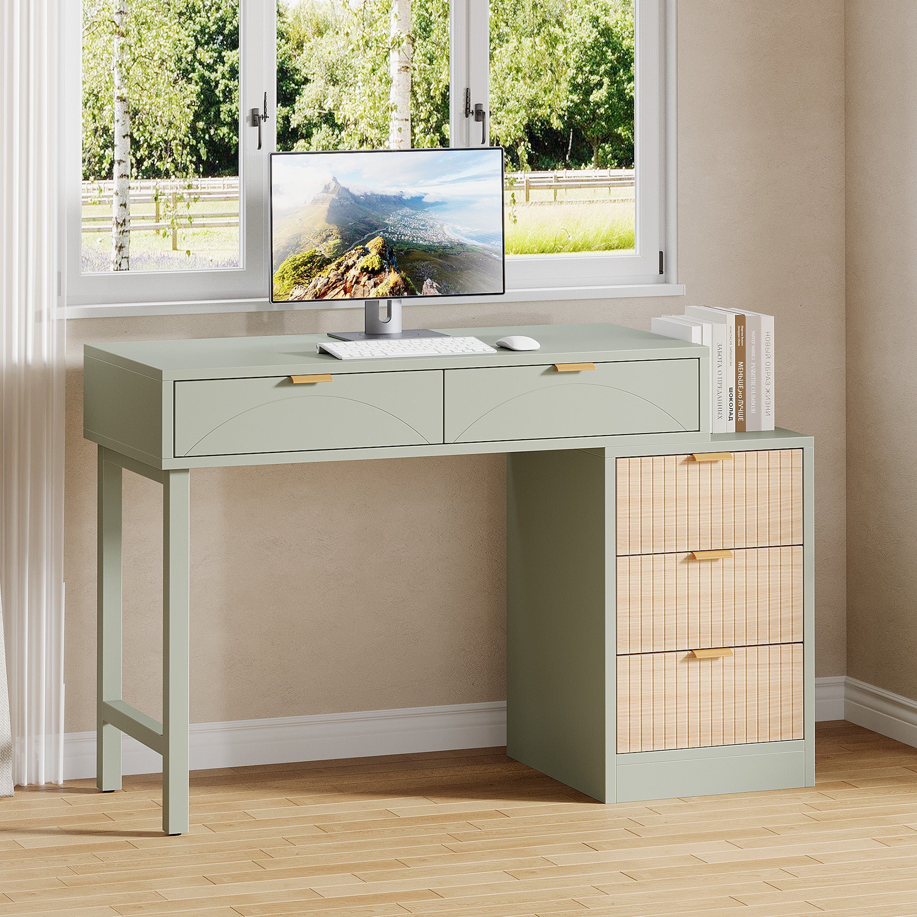 55" Computer Desk, Modern Home Office Desk Study Desk