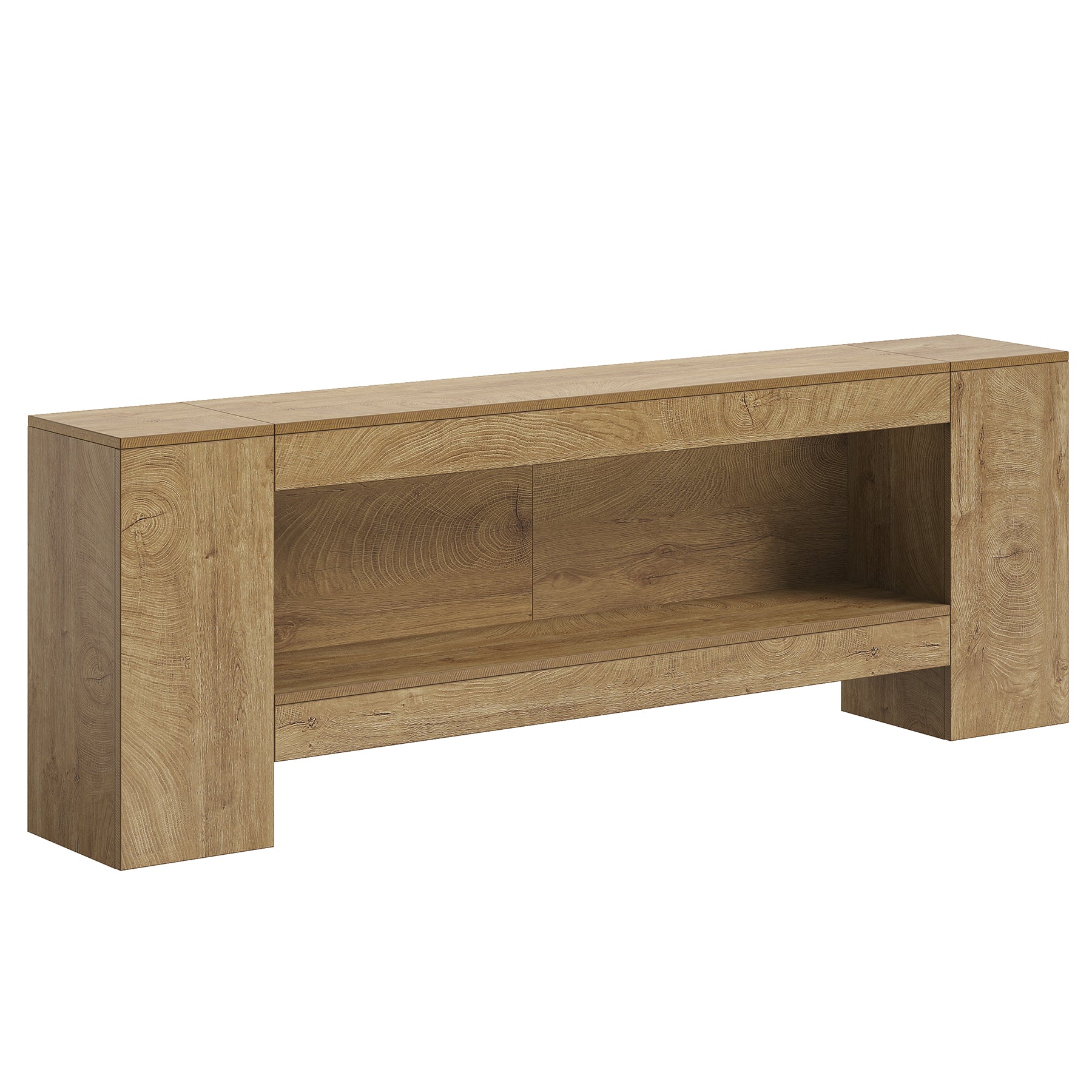 82.6" TV Stand, Farmhouse Entertainment Center with LED Light for up to 85" TV