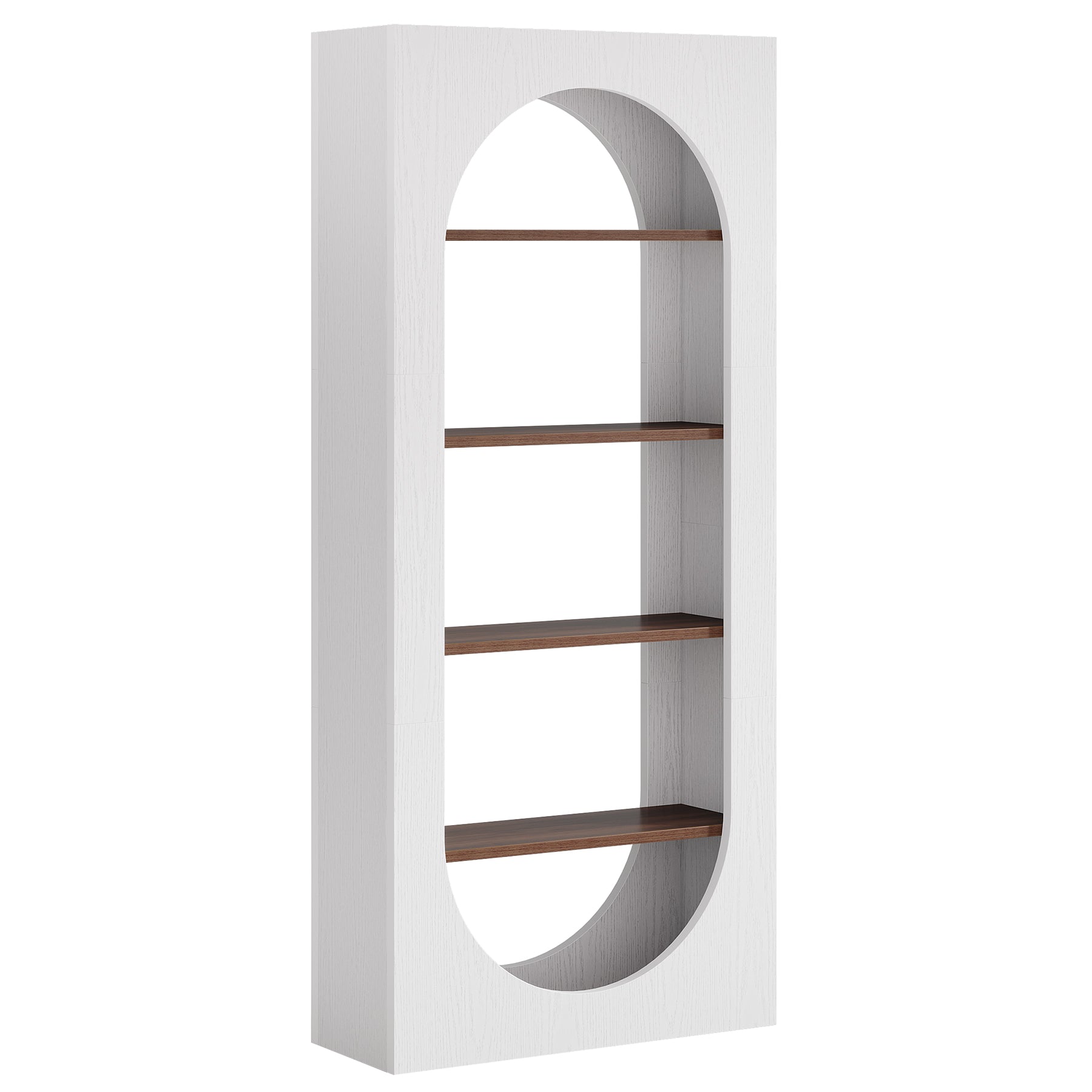 70.8" Bookcase, 5-Tier Arched Bookshelf Etagere Storage Organizer