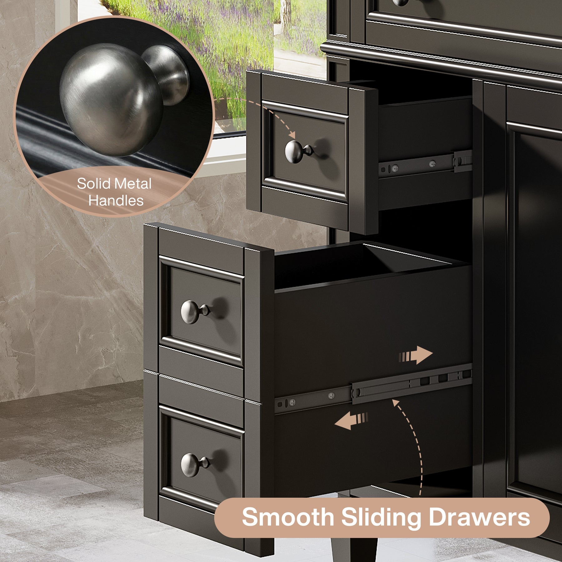 Modern Bathroom Vanity, 36" Bathroom Sink Vanity Cabinet with 3 Drawers