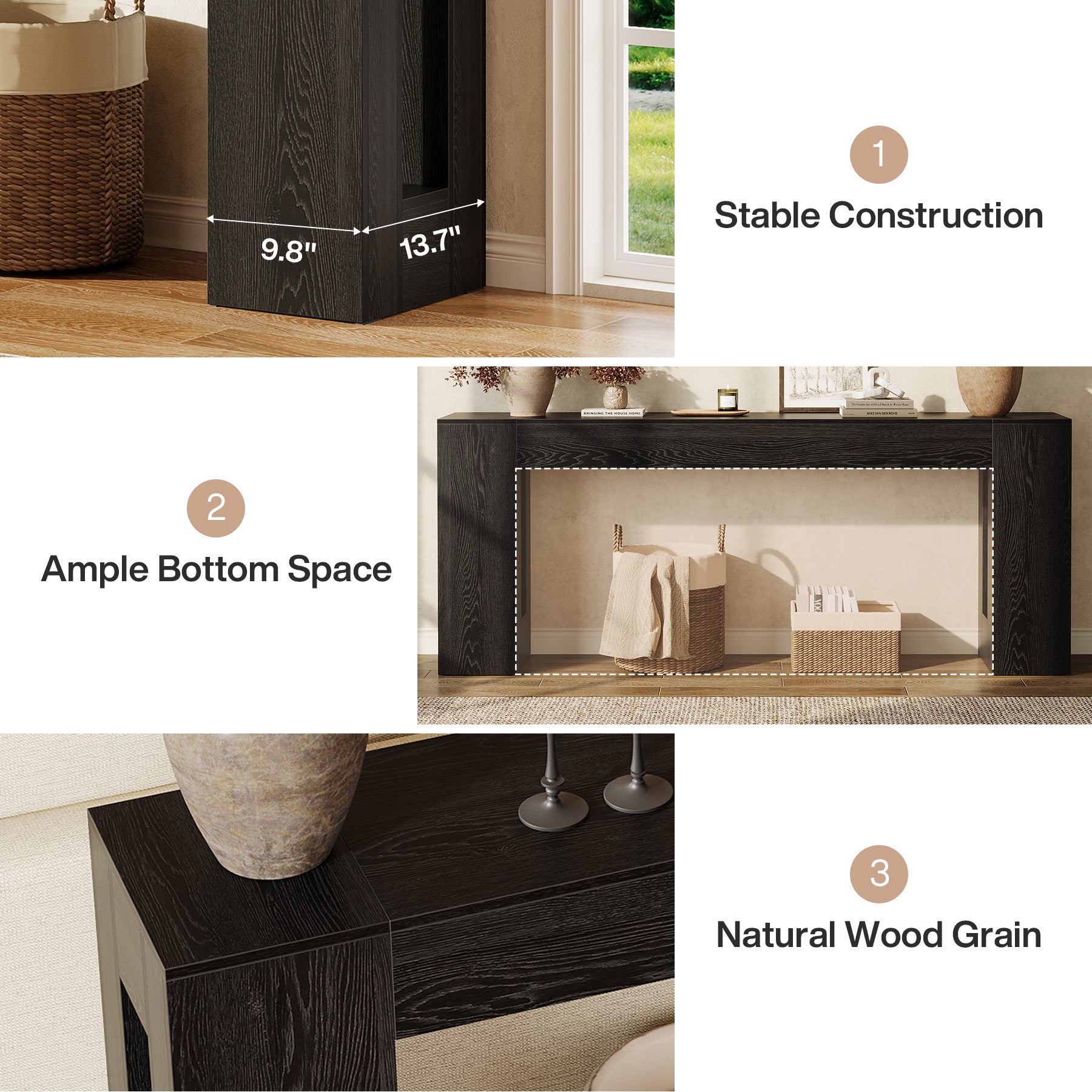 Tribesigns 78.74" Console Table, Modern Geometric Sofa Table for Entryway
