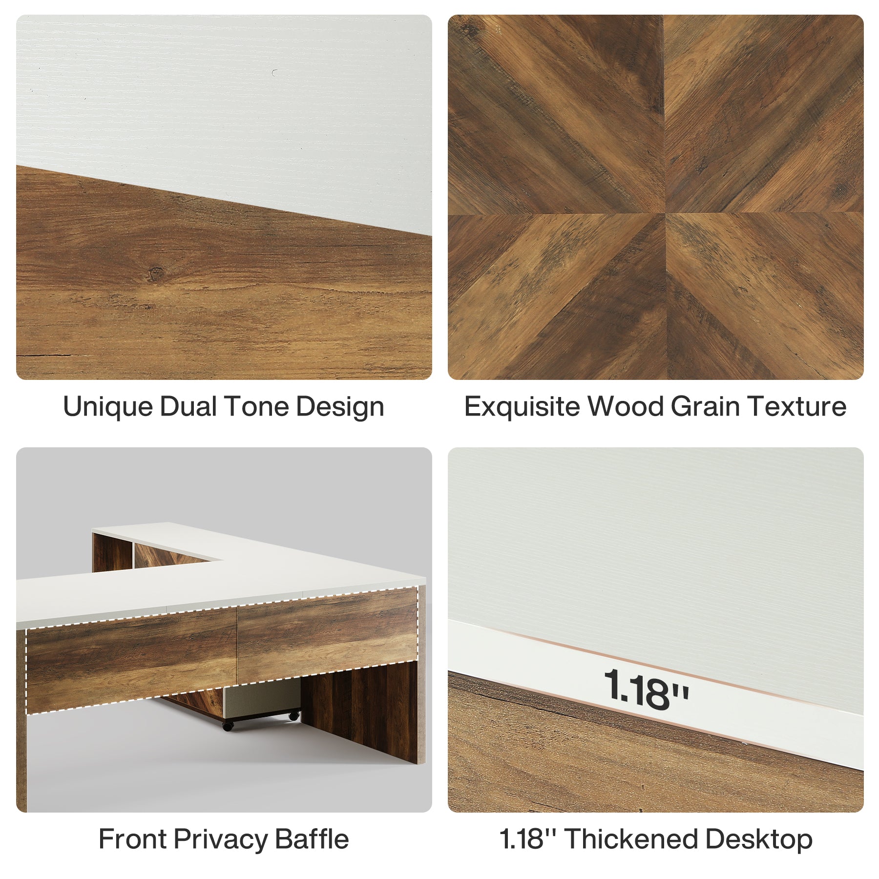 63" L-Shaped Desk, Modern Executive Office Desk with Mobile File Cabinet