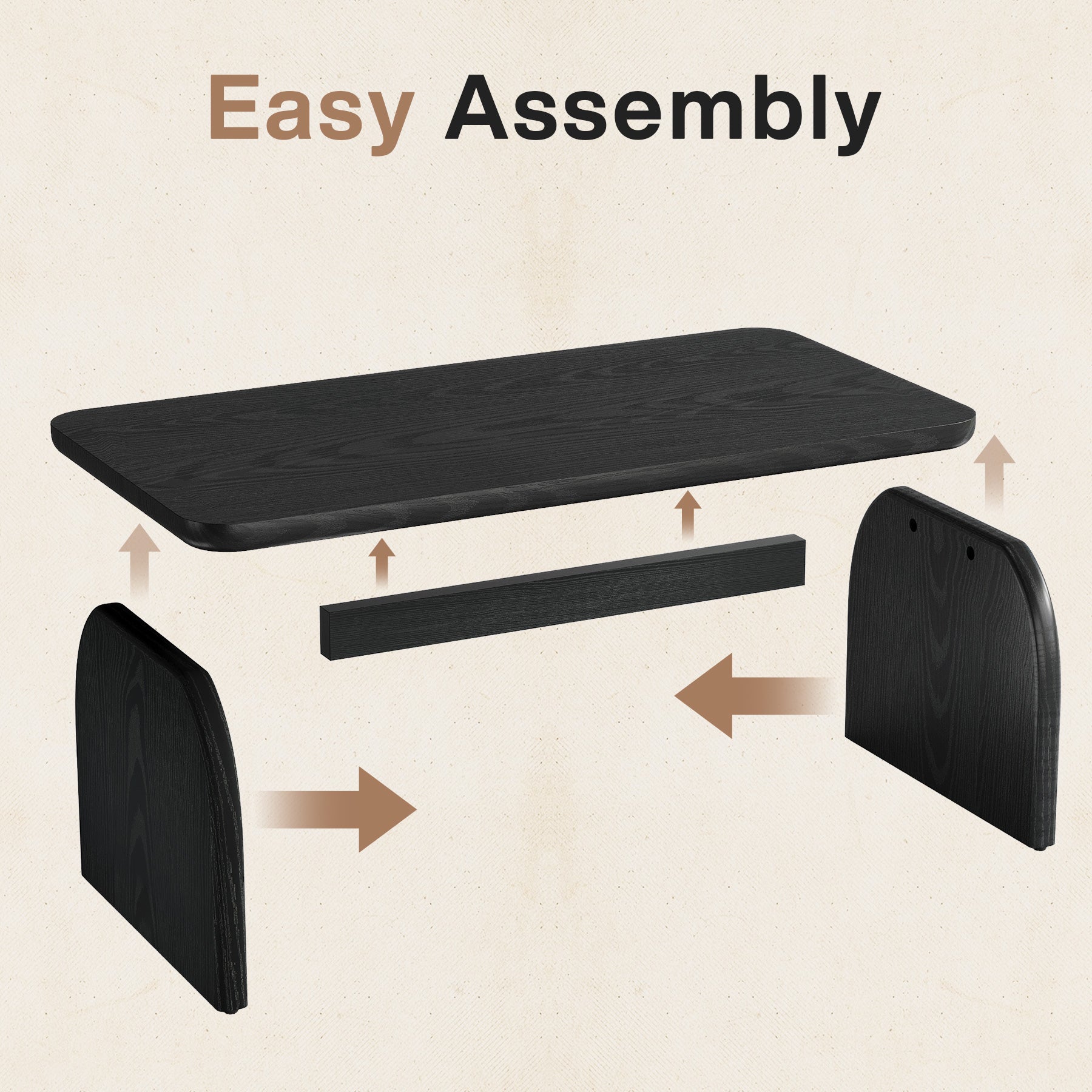 47" Farmhouse Coffee Table, Rectangular Wooden Center Table for Living Room