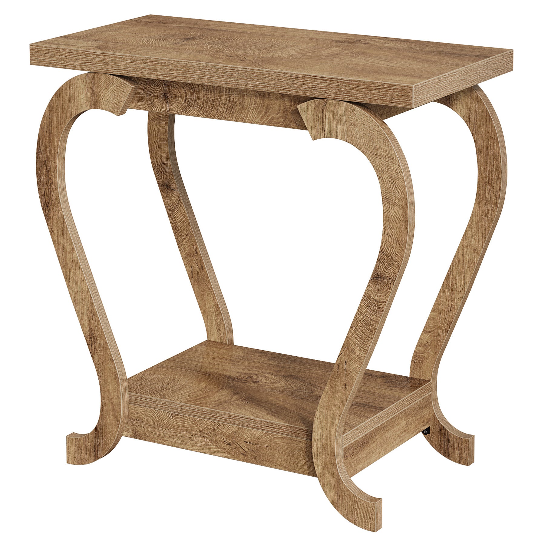 2-Tier End Table, Narrow Accent Side Table with with Storage Shelves