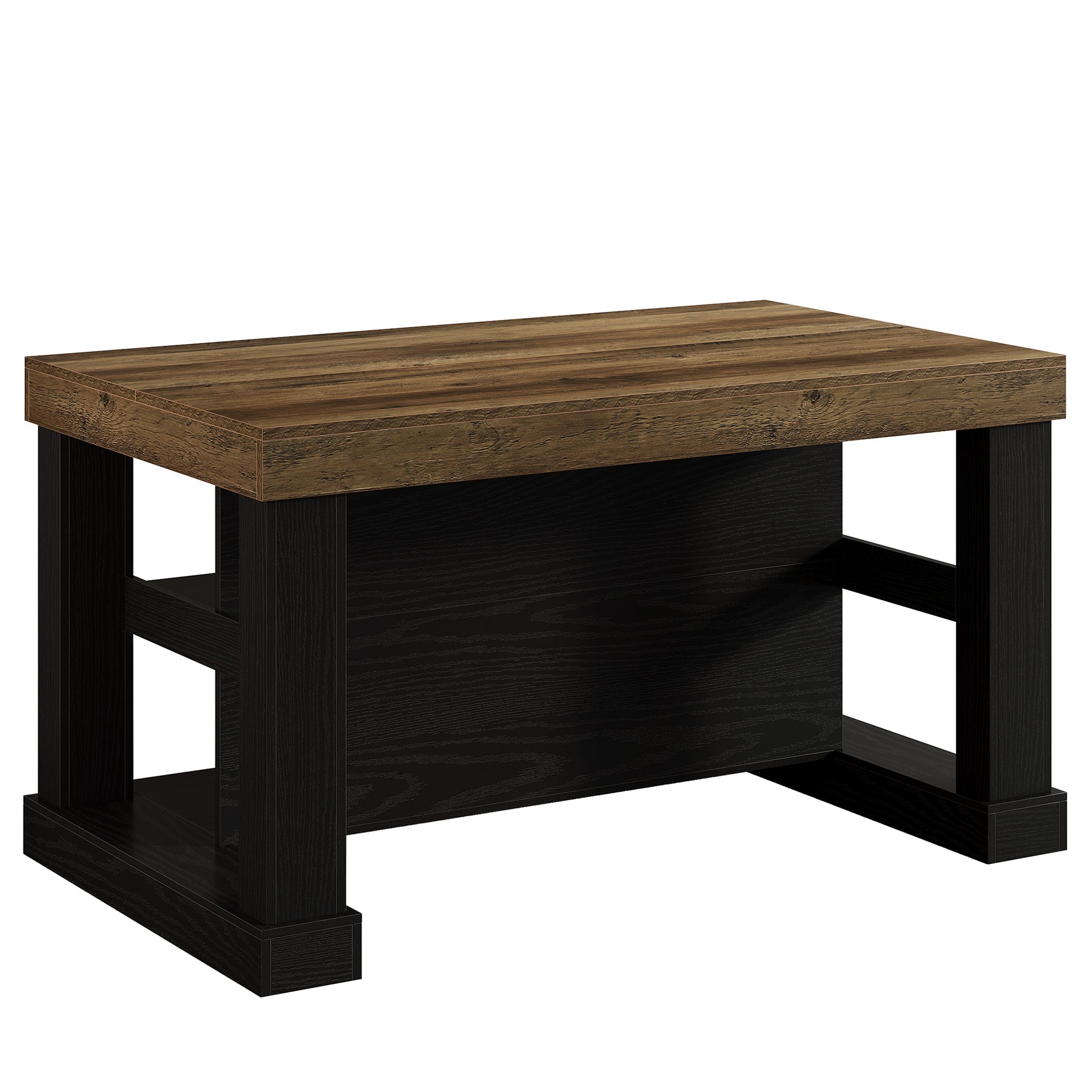 55" Counter Height Bar Table with Storage Shelves, Rectangular Kitchen Table for 6