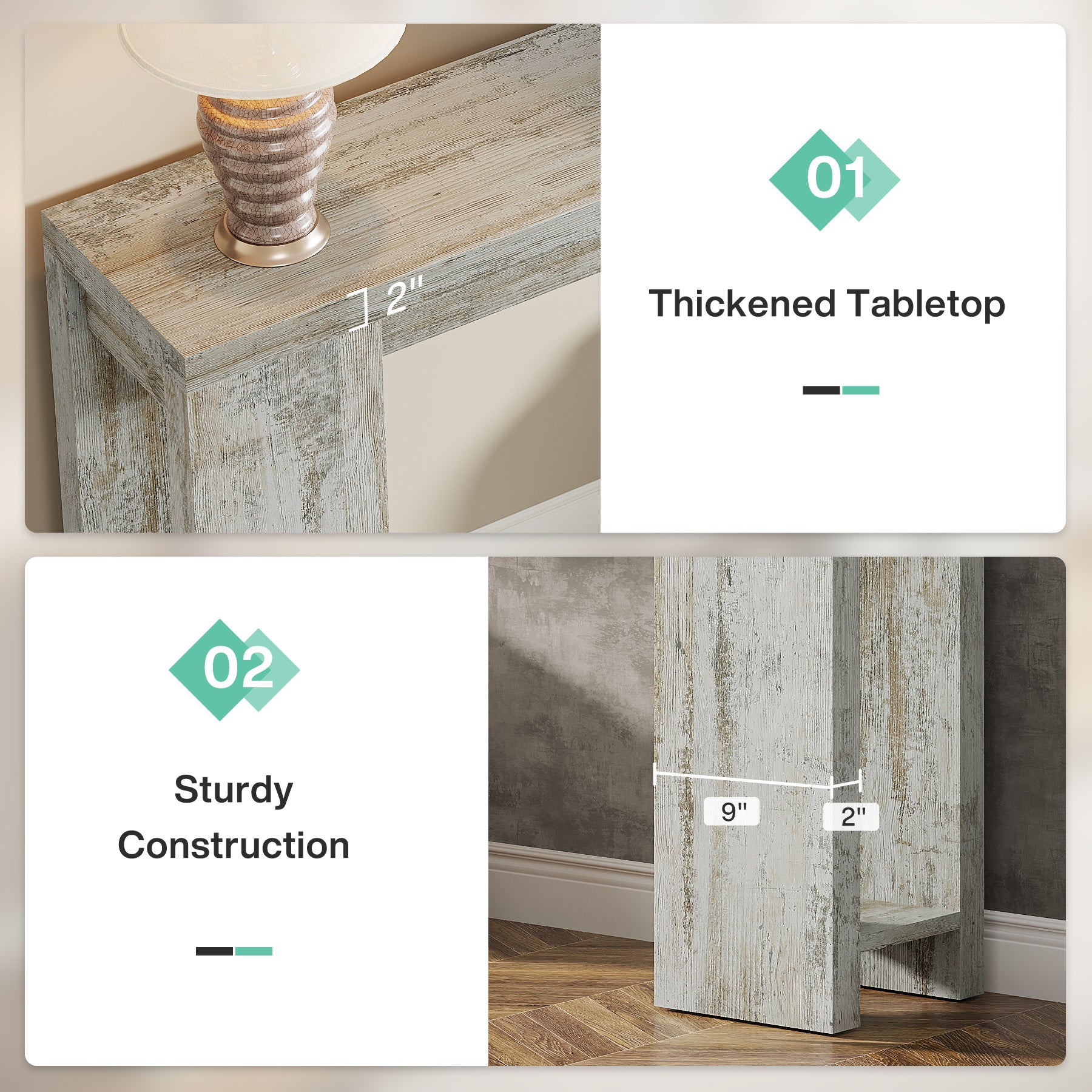 Tribesigns 70.9" Extra Long Console Table, Farmhouse Narrow Sofa Table for Entryway