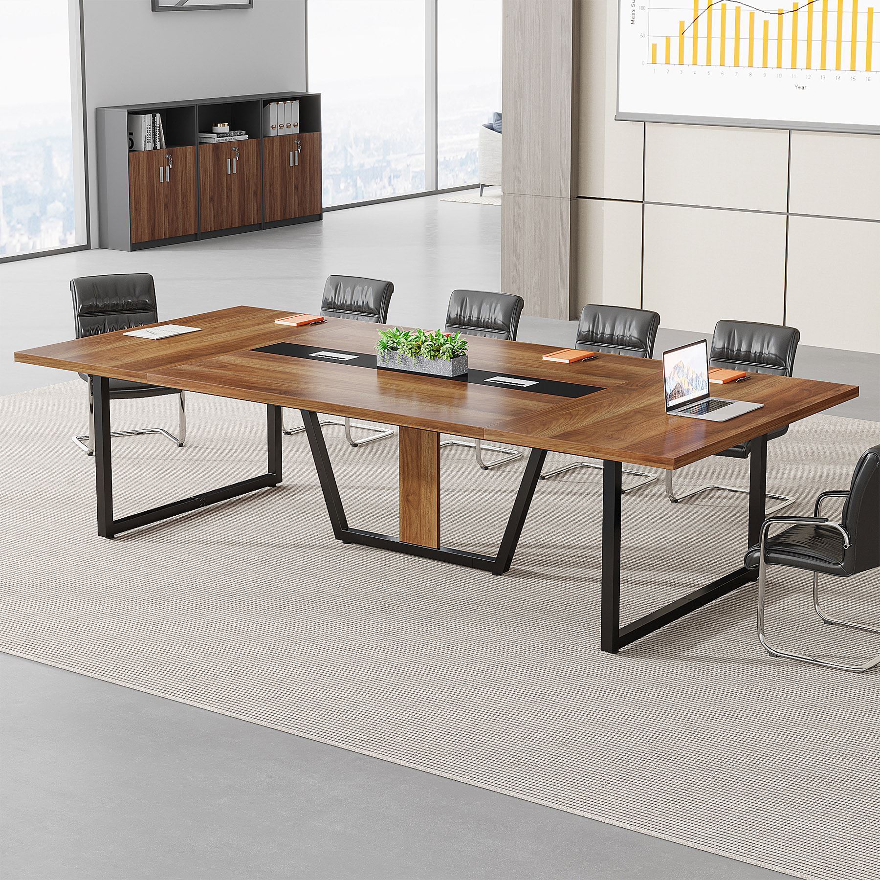 8FT Conference Table, 94.49" Large Meeting Table for 10 People Tribesigns