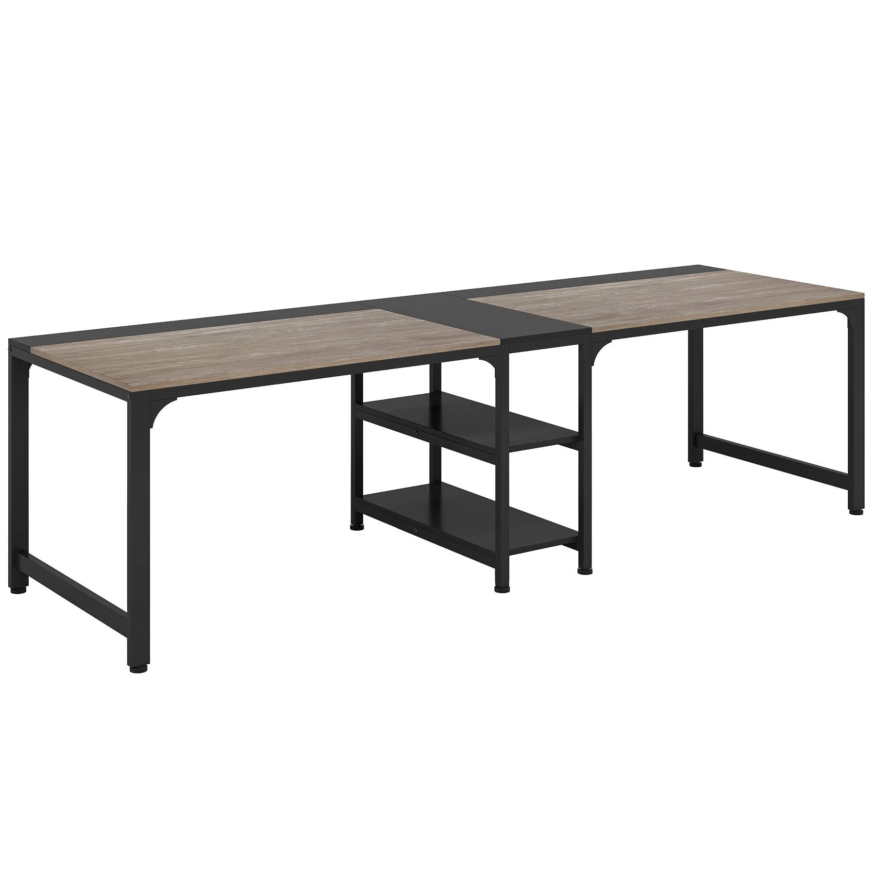 90.55" Two Person Desk, Double Computer Desk with Storage Shelves Tribesigns