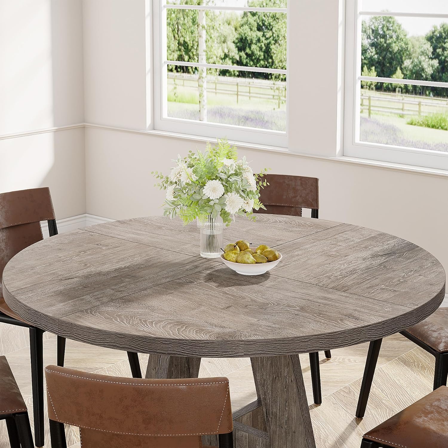 Tribesigns 47 Inch Round Dining Table, Farmhouse Kitchen Table for 4-6
