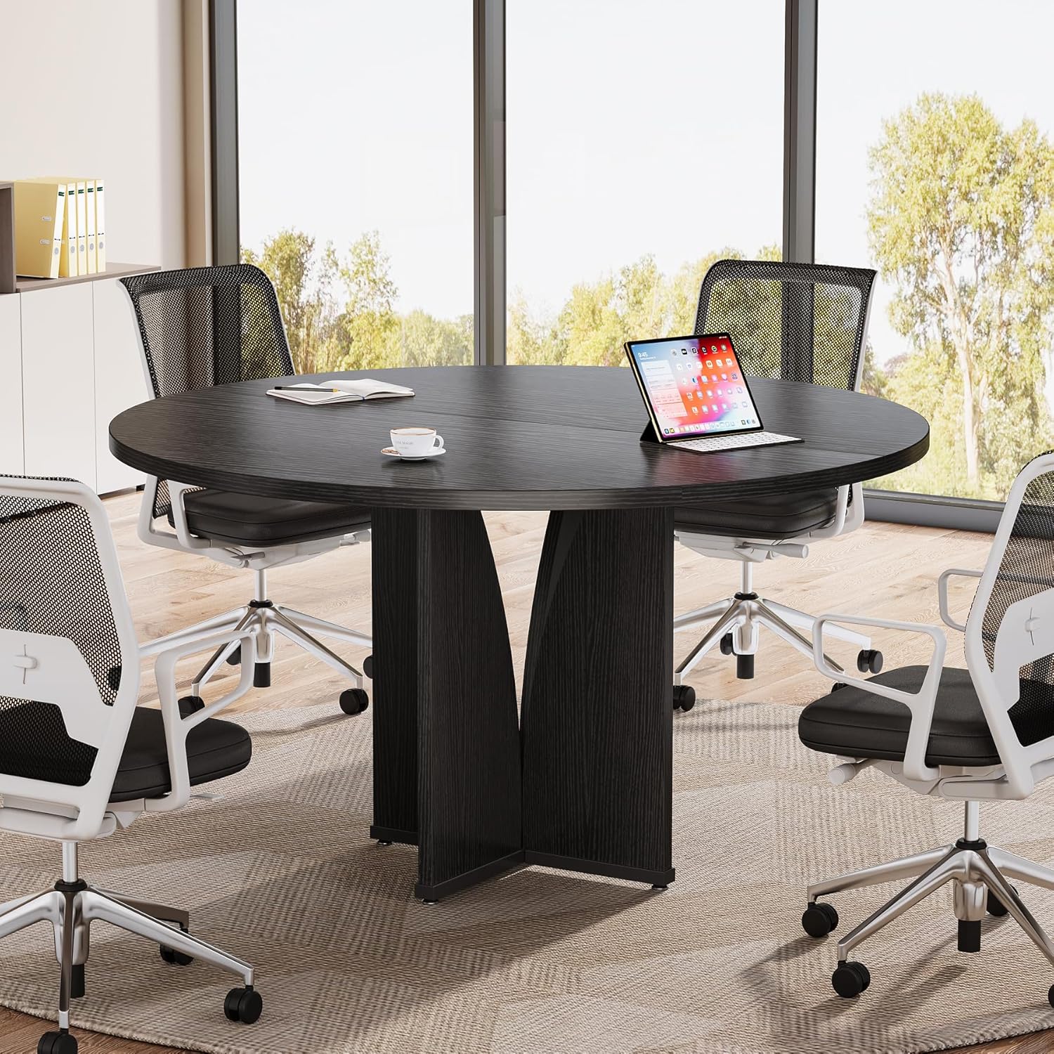 39" Round Conference Table for 4, Multi-Purpose Office Table for Meetings